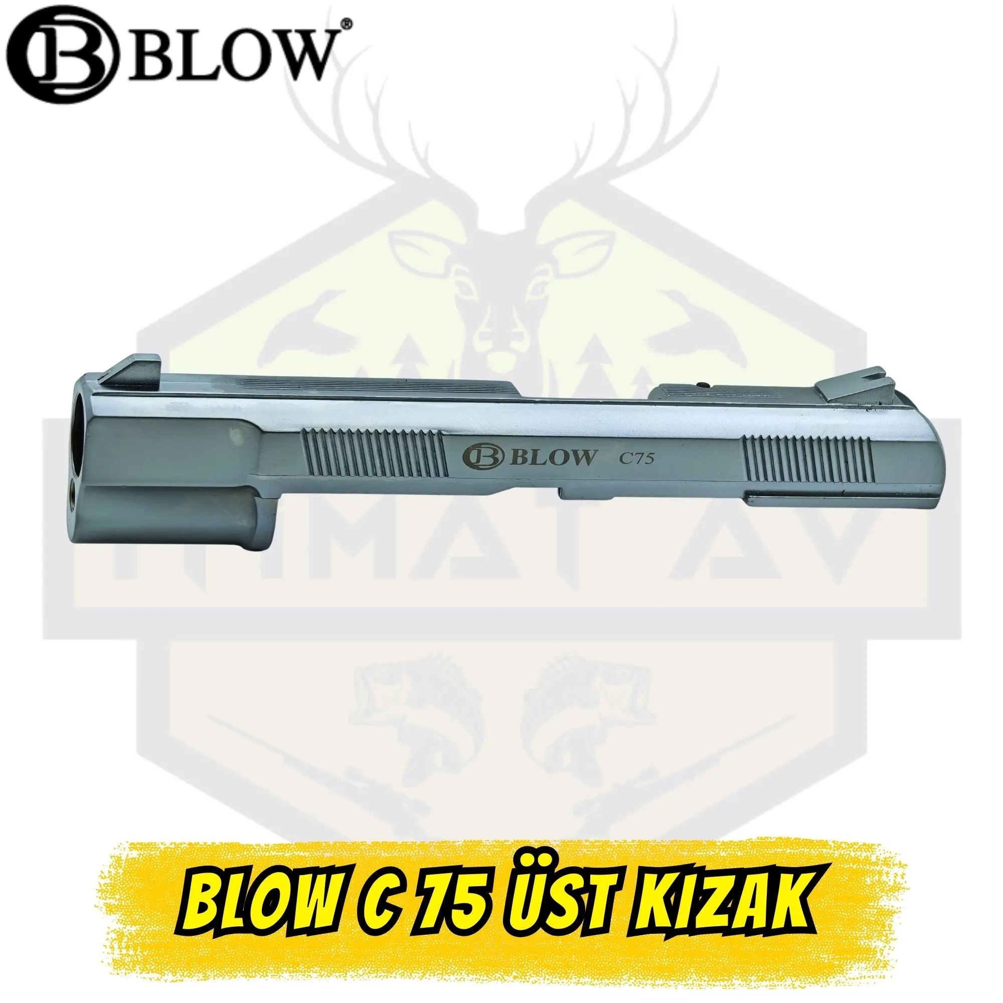 Blow C75 Kurusıkı Tabanca Üst Kızak (Sürgü) - Parlak Krom (Ayna Efekt)