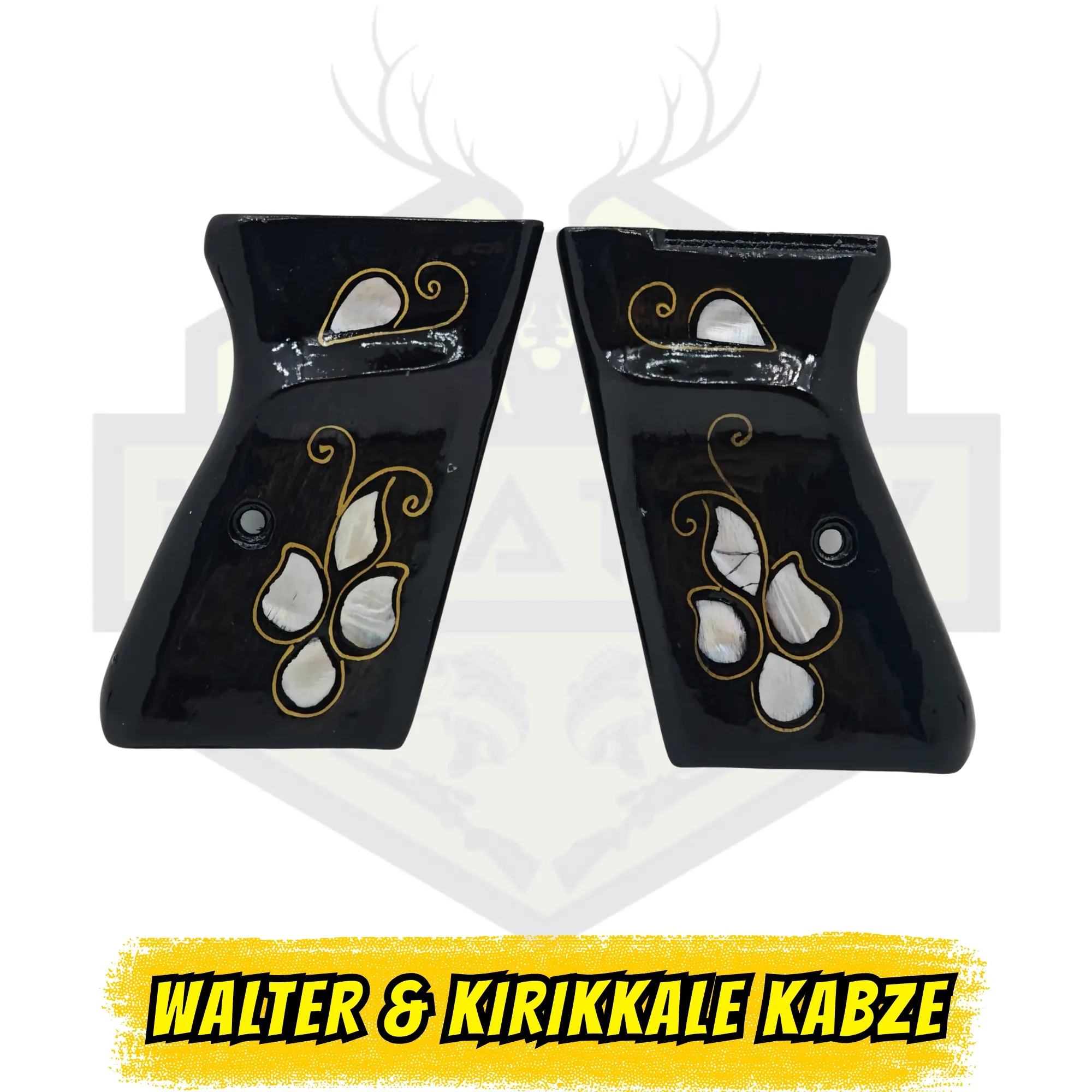 Walther PP / Kırıkkale 7.65 mm Siyah Pleksi Sedef İşlemeli Kabze - Premium Seri