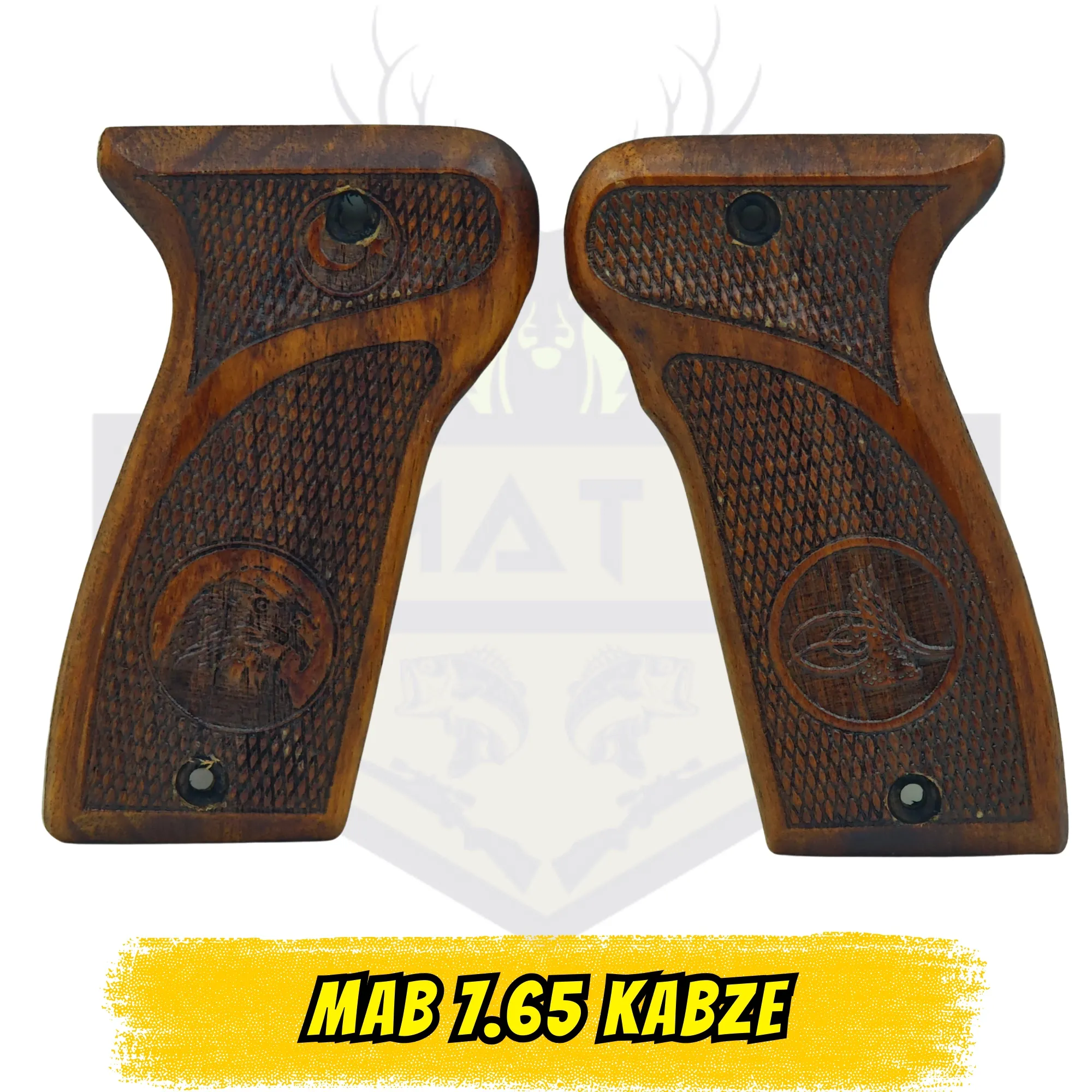 MAB 7.65 mm (Model C / Model D) Şahin ve Tuğra İşlemeli Hakiki Ceviz Kabze