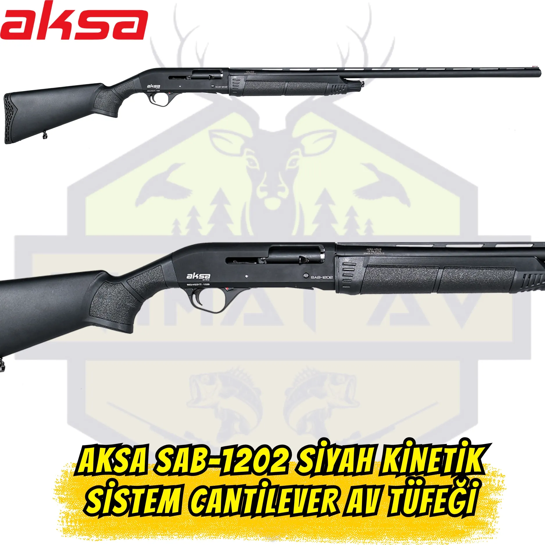 Aksa SAB-1202 Kinetik Sistem Cantilever Av Tüfeği - 12 Kalibre (Mat Siyah)