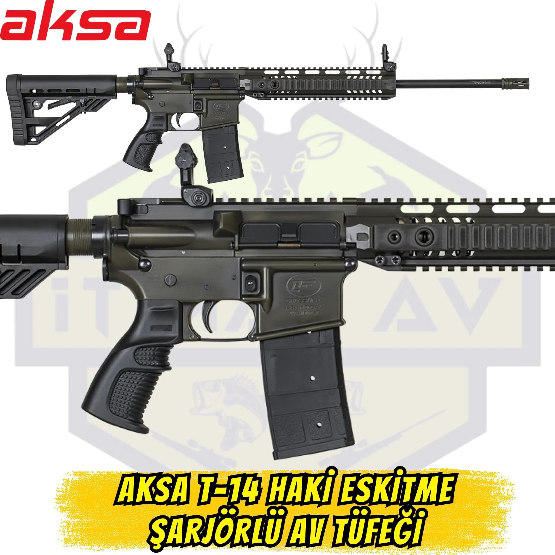 Aksa T-14 Haki Eskitme Yarı Otomatik Şarjörlü Av Tüfeği - 36 Kalibre (.410 Cal)