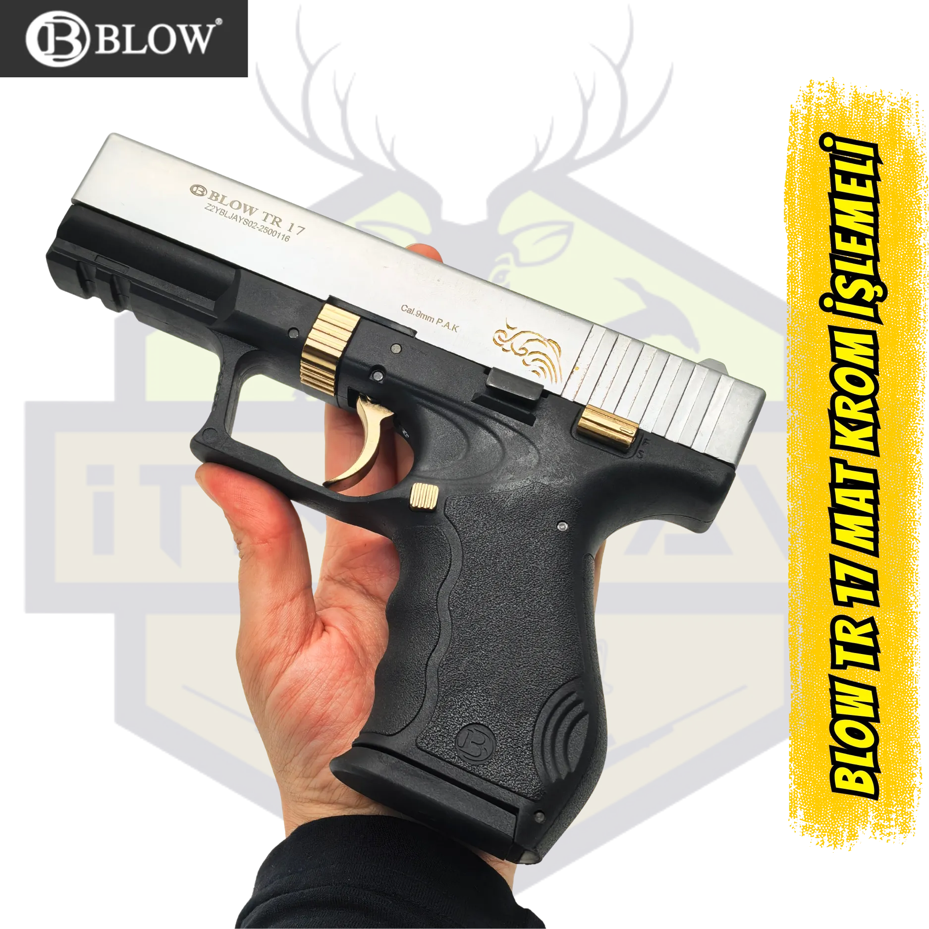 Blow TR 17 Mat Krom İşlemeli Kurusıkı Ses Tabancası 9mm