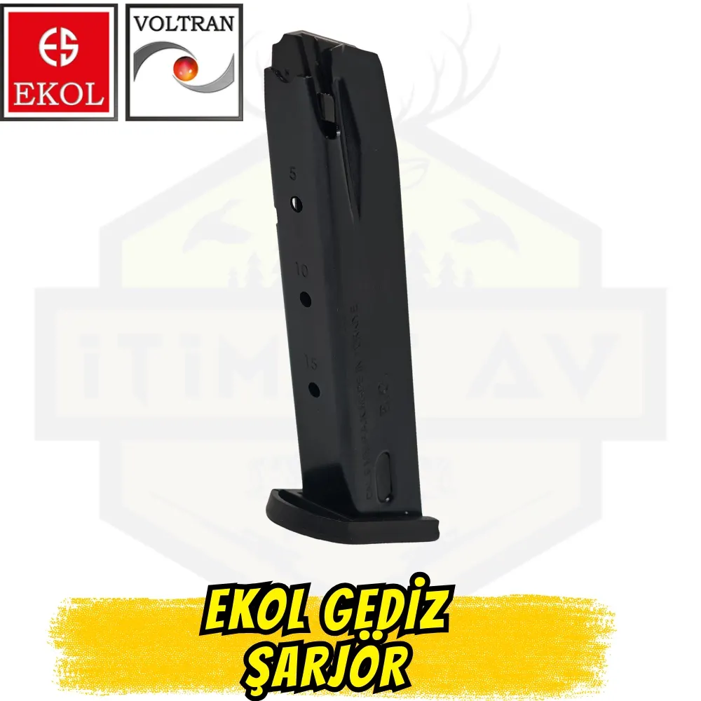 Ekol Gediz Kuru Sıkı Tabanca Şarjör - Siyah (17+1 Kapasite)