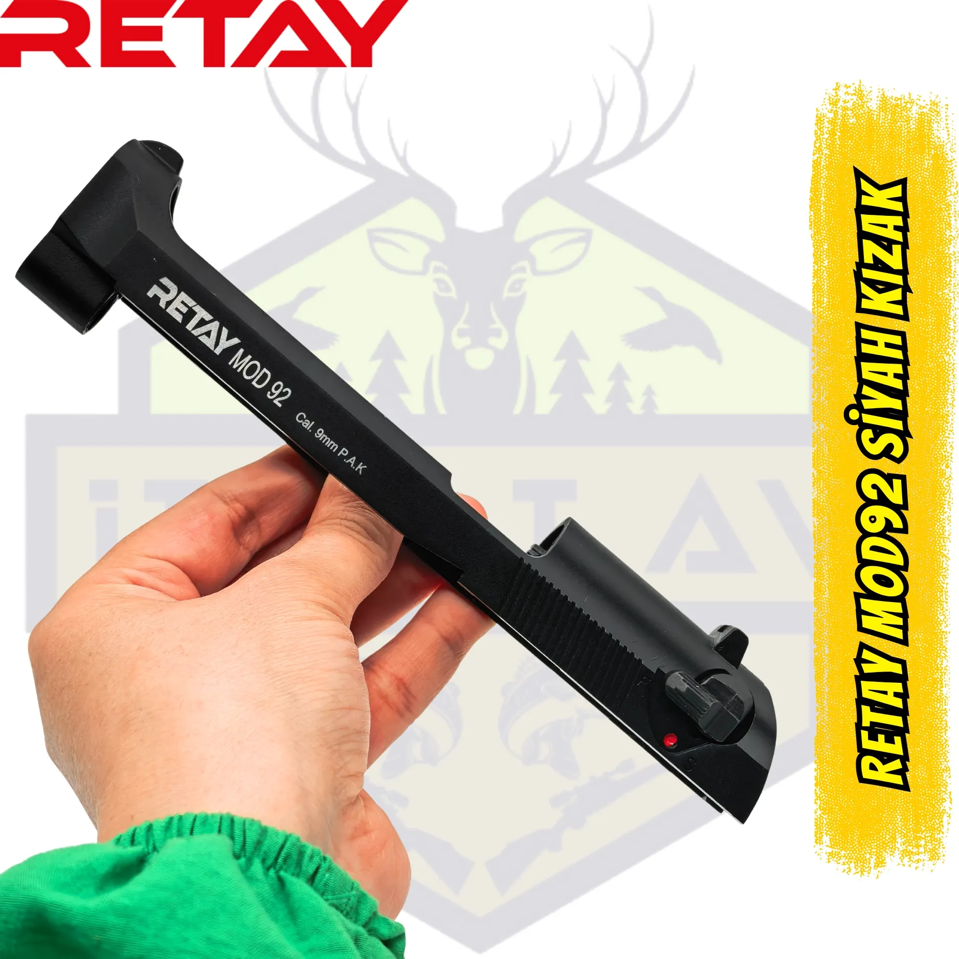 Retay Mod 92 Kurusıkı Tabanca Üst Kızağı - Mat Siyah (Orijinal Yedek Parça)
