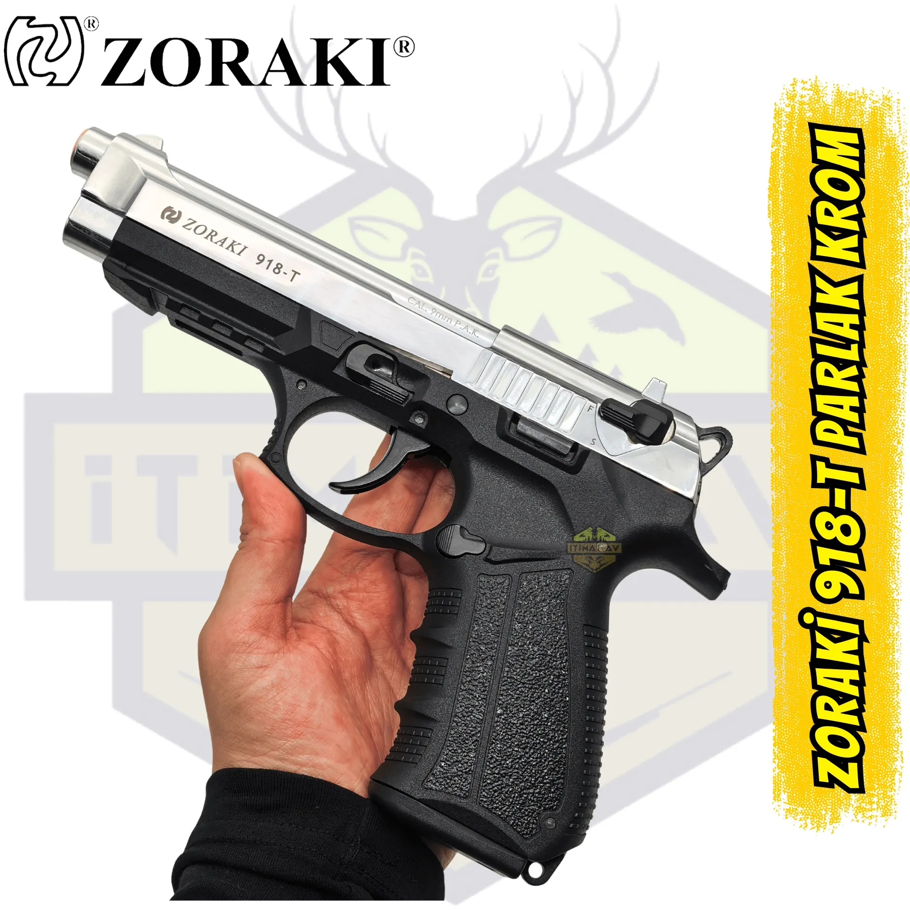 Zoraki 918-T Parlak Krom Kurusıkı Ses Tabancası