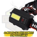 Q-MAX PS-T62 Profesyonel Kafa Lambası - 30W 3000 Lümen (3 Bataryalı)