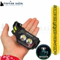 Q-Max PS-1822 Sensörlü Şarjlı LED Kafa Lambası - El Hareketi Algılamalı Su Geçirmez Balıkçı ve Kamp Kafa Feneri