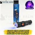 Alaska Ultra Parlak Şarj Edilebilir UV LED El Feneri - Glow ve UV Sahte Yem Parlatıcı Balıkçı Feneri (Dahili Prizli)