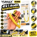 Yumax KC800 27W/65W 4ü 1 Arada Spiralli Hızlı Şarj Kablosu