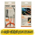 Yumax KC600 120W 3ü 1 Arada Hızlı Şarj Kablosu (120 cm)