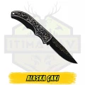 Alaska Siyah Beyaz İşlemeli Ufak Ekonomik Çakı - Açık Uzunluk 15 cm Kapalı 8.5 cm