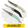 Ufak Ekonomik Çakı Siyah Beyaz Mavi Polimer Sap - Açık Uzunluk 11.6 cm Kapalı 6.5 cm