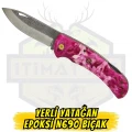 Yerli Yatağan Pembe Epoksi N690 Çakı - Açık Uzunluk 20.5 cm Kapalı 12.5 cm
