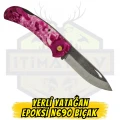 Yerli Yatağan Pembe Epoksi N690 Çakı - Açık Uzunluk 20.5 cm Kapalı 12.5 cm