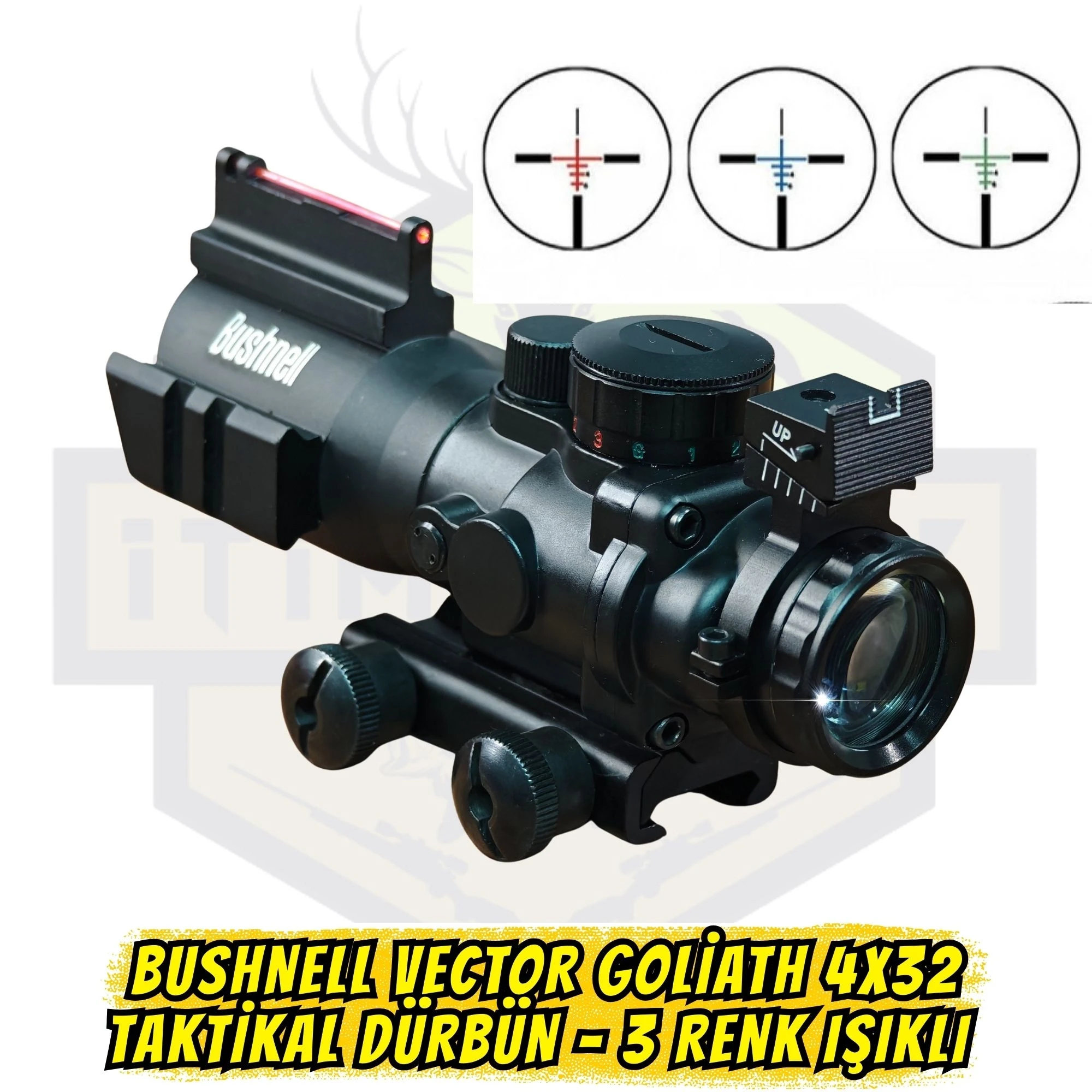 Bushnell Vector Goliath 4x32 Taktikal Dürbün - 3 Renk Işıklı ve Yan Raylı