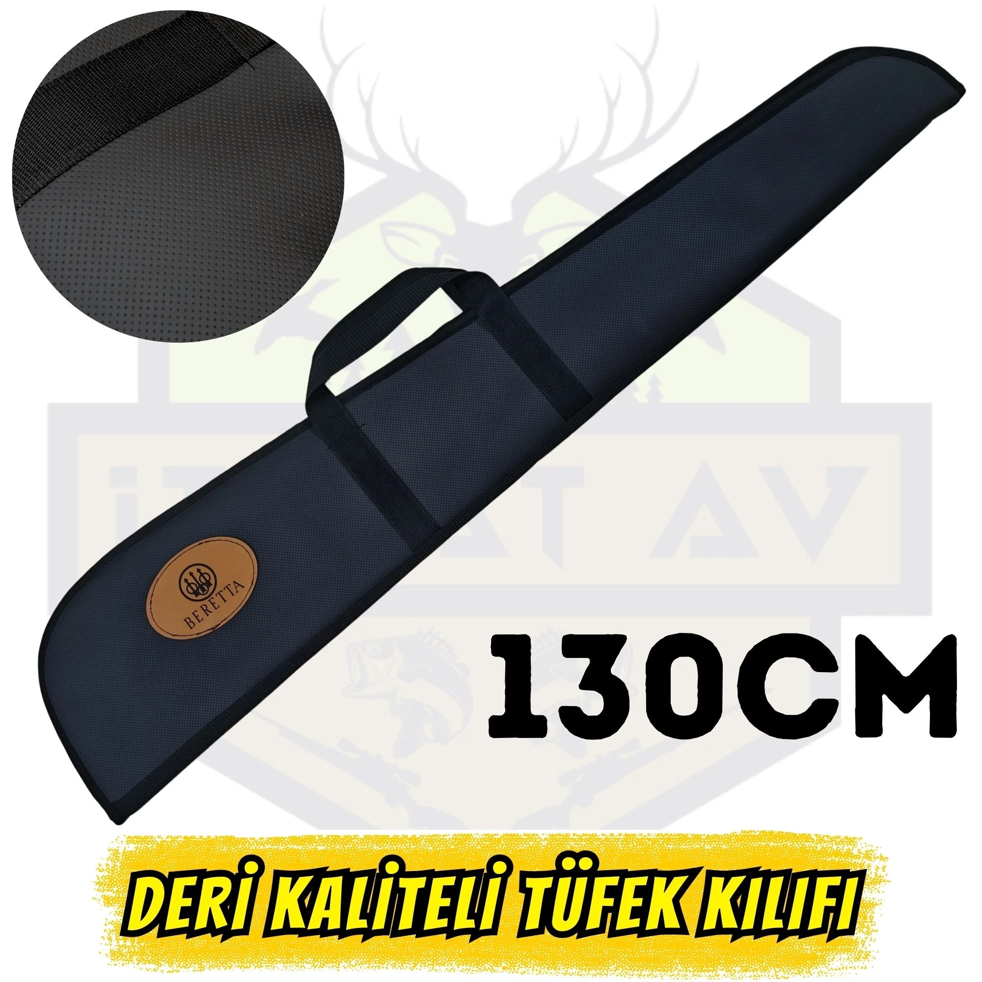 Beretta Baskılı Hakiki Deri Tüfek Kılıfı - 130 cm Profesyonel Taşıma Çantası