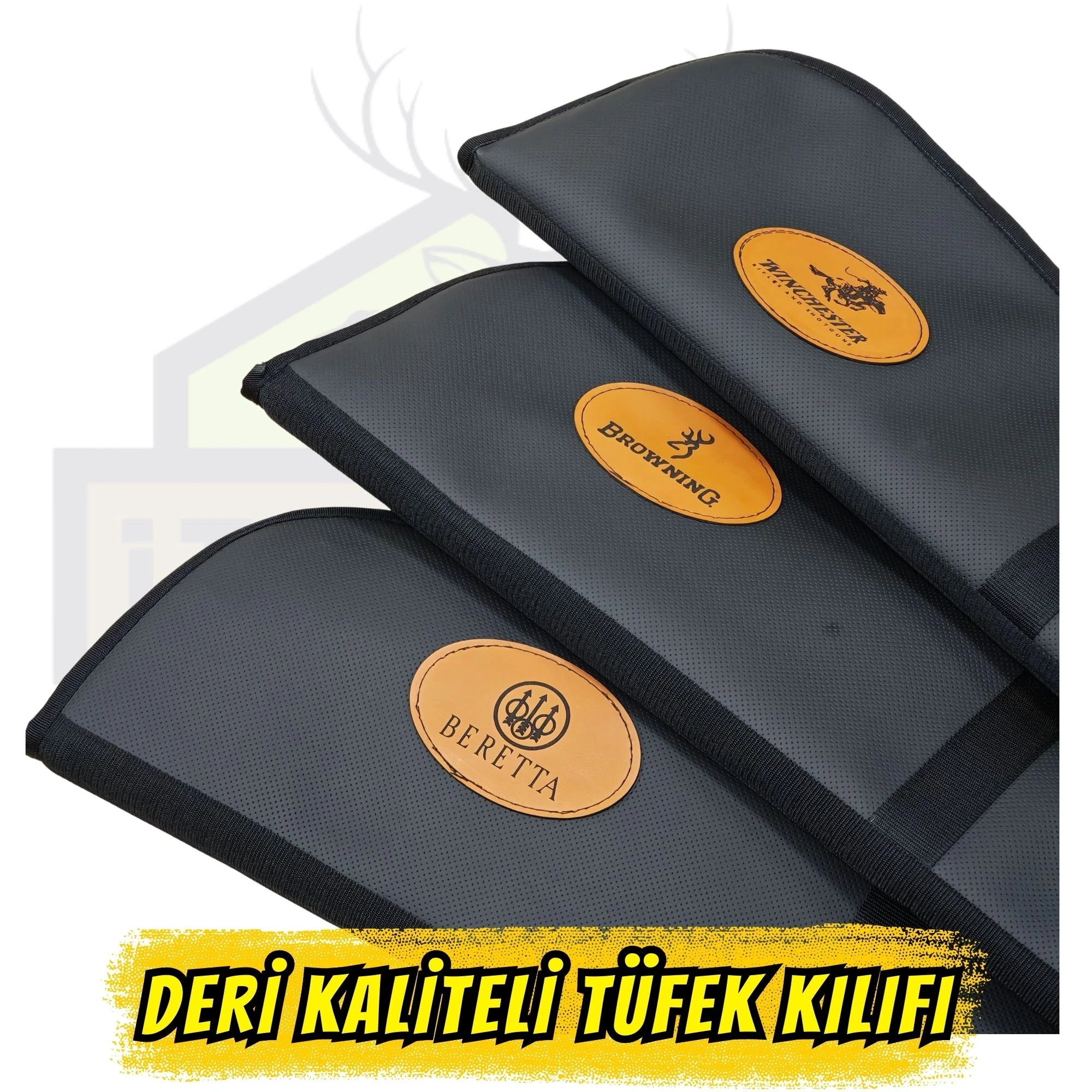 Winchester Baskılı Deri Görünümlü Kaliteli Tüfek Kılıfı - 120 cm (71 Namlu Uyumlu)