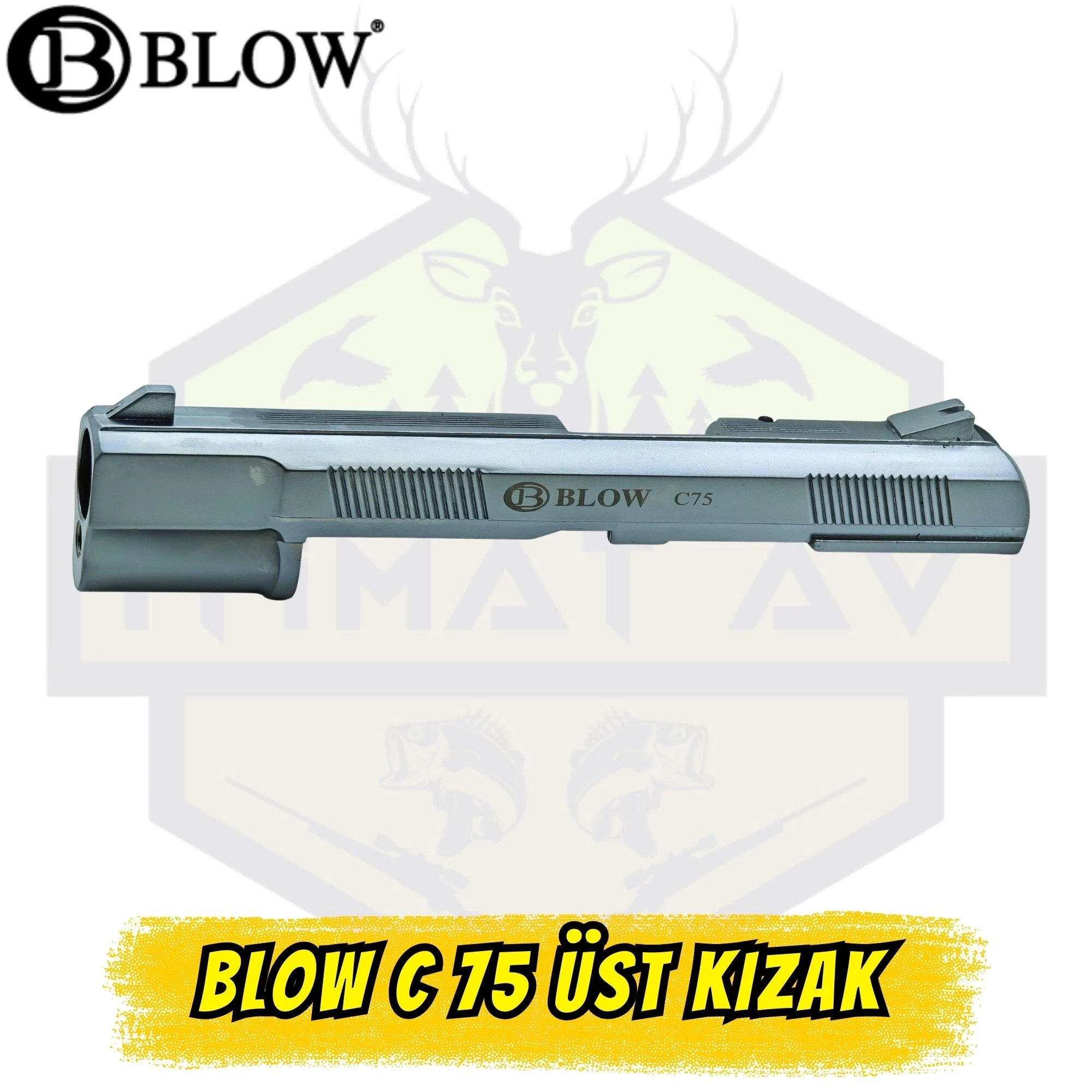Blow C75 Kurusıkı Tabanca Üst Kızak (Sürgü) - Parlak Krom (Ayna Efekt)