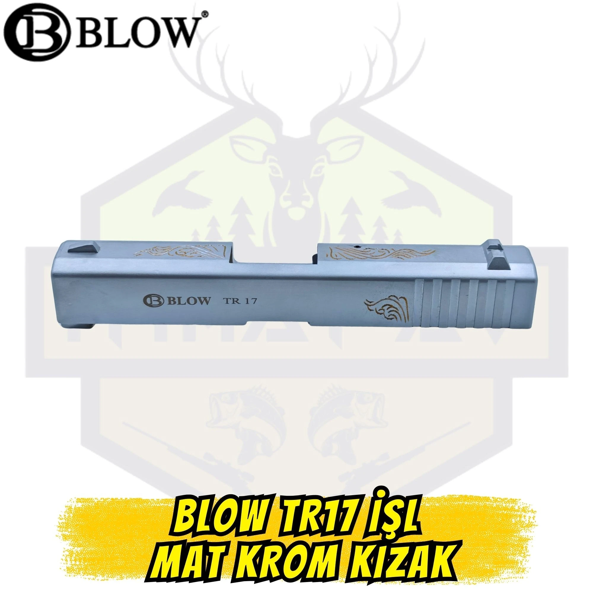 Blow TR17 Kurusıkı Tabanca Üst Kızak (Sürgü) - İşlemeli Mat Krom (Special Edition)