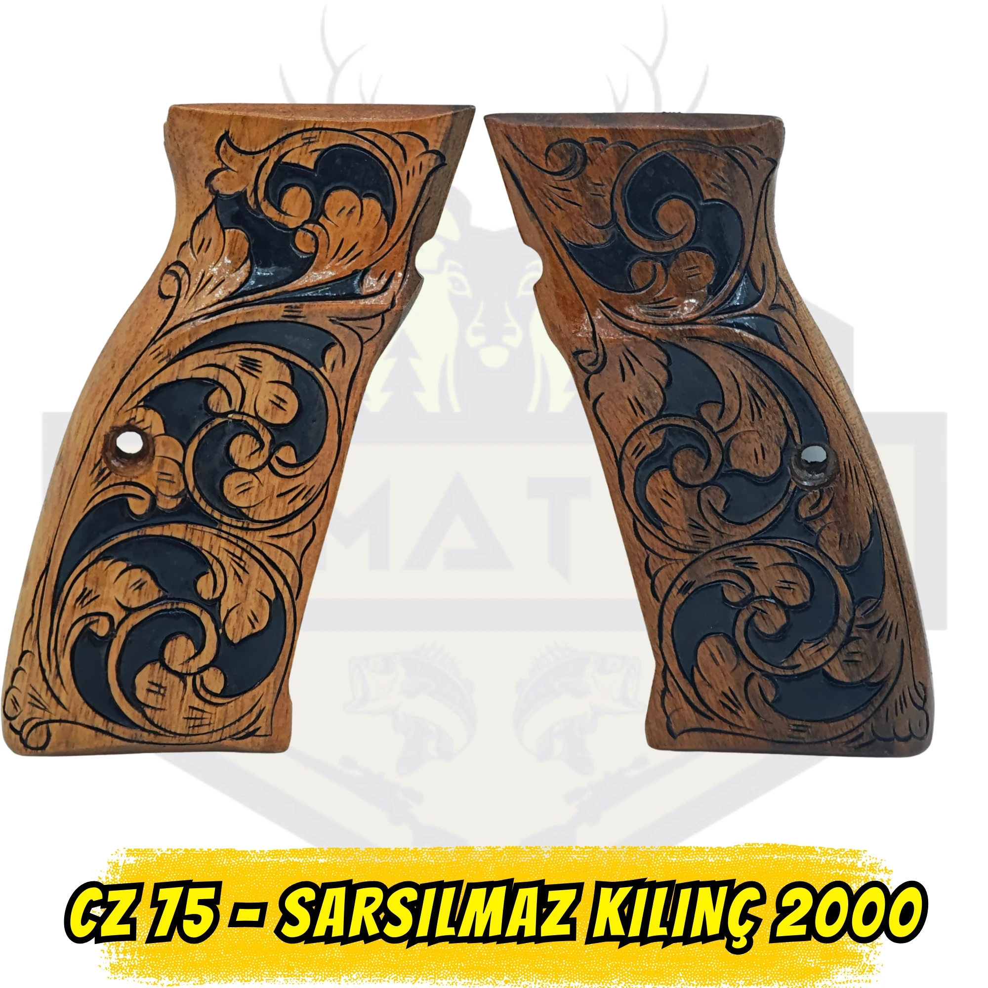 CZ 75 / Sarsılmaz Kılınç 2000 Uyumlu Yarasa Figürlü Hakiki Ceviz Kabze