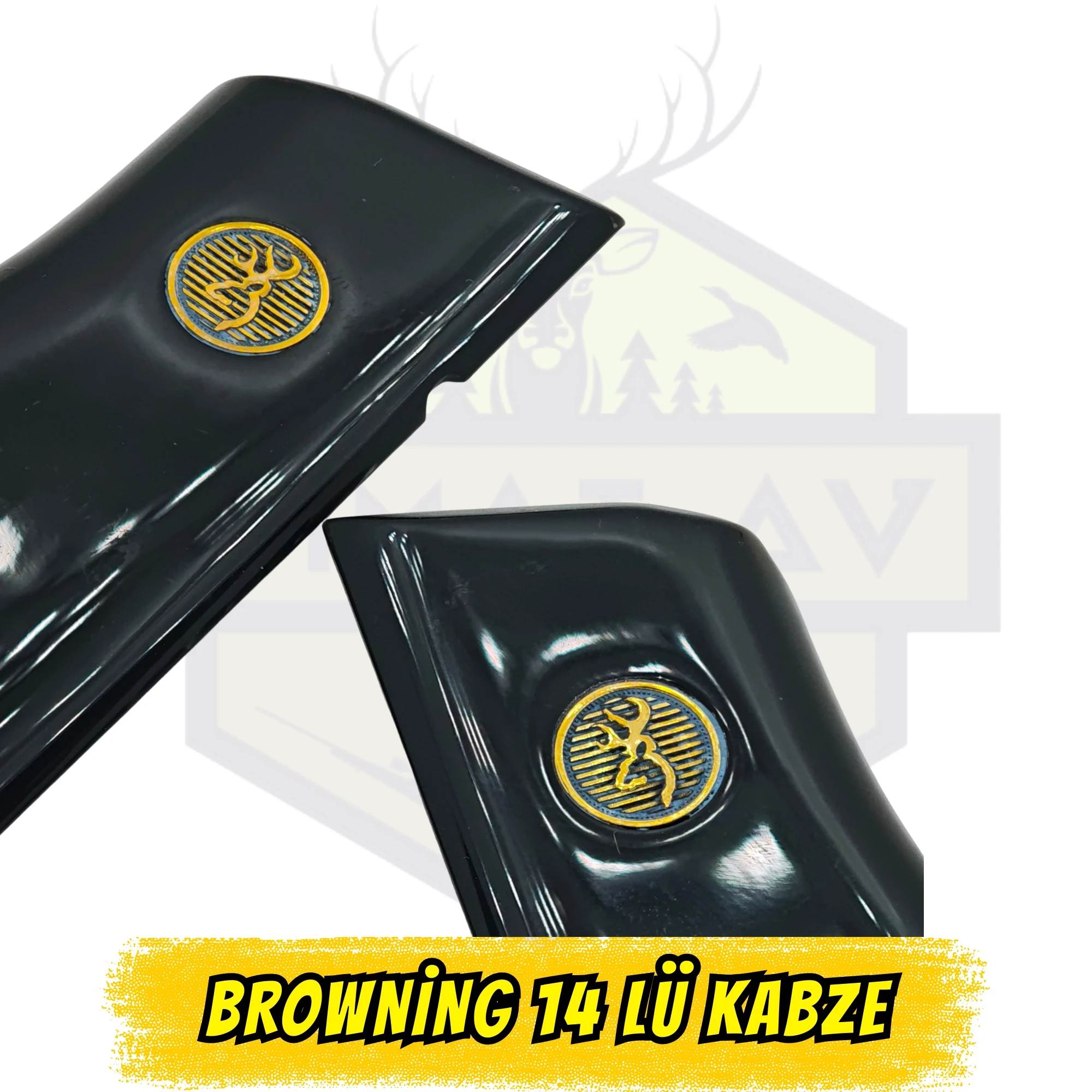 Browning 14lü / High Power Uyumlu Siyah Pleksi Kabze - Browning Logolu (Piano Black)