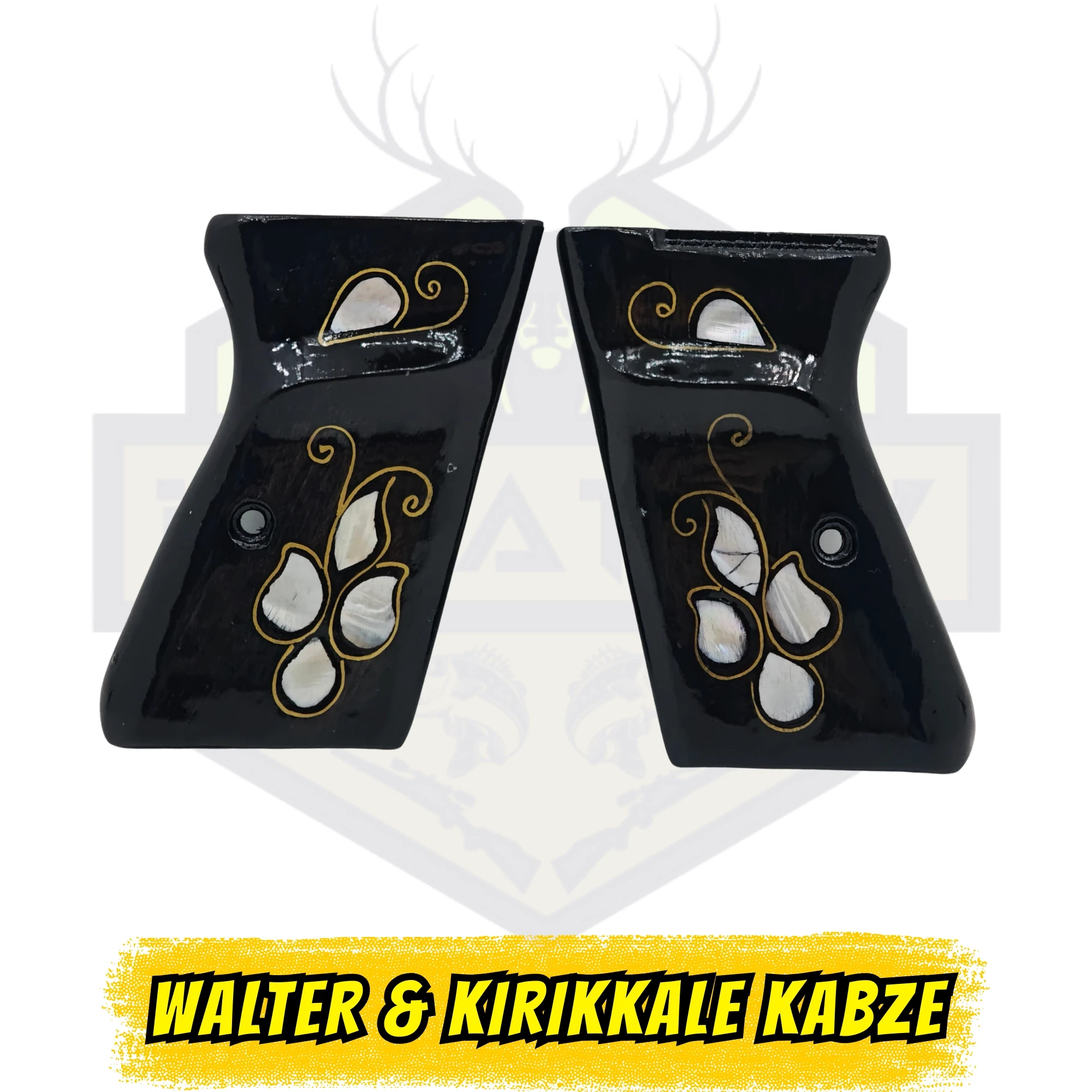 Walther PP / Kırıkkale 7.65 mm Siyah Pleksi Sedef İşlemeli Kabze - Premium Seri