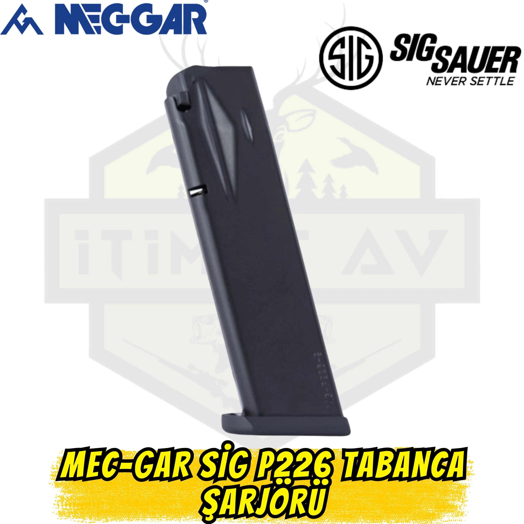 MEC-GAR Sig Sauer P226 9mm 15RD Siyah Şarjör - Korozyon Dirençli Karbon Çelik