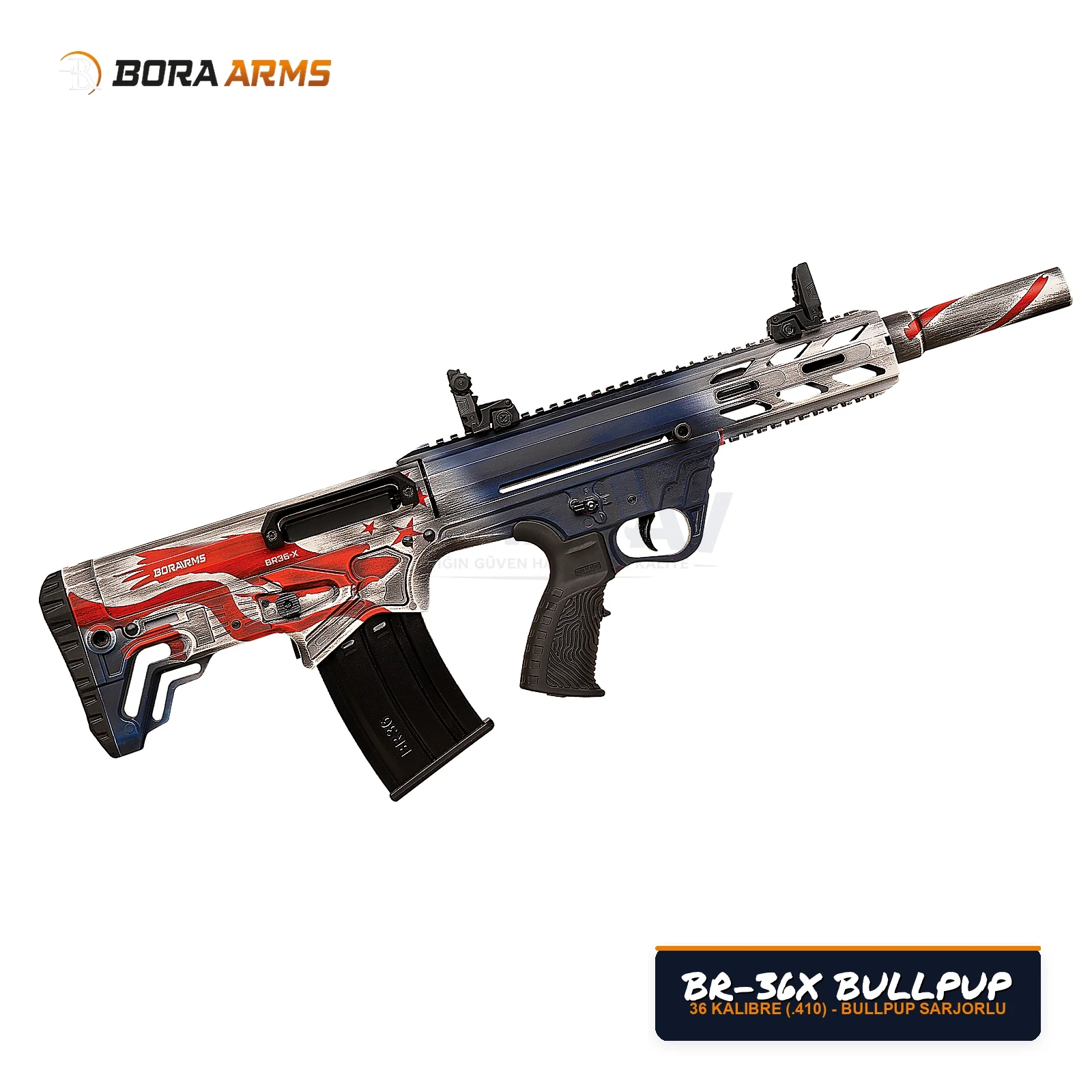 Bora Arms BR-36X Bullpup Özel Bayrak Desenli 36 Kalibre (.410) Av Tüfeği
