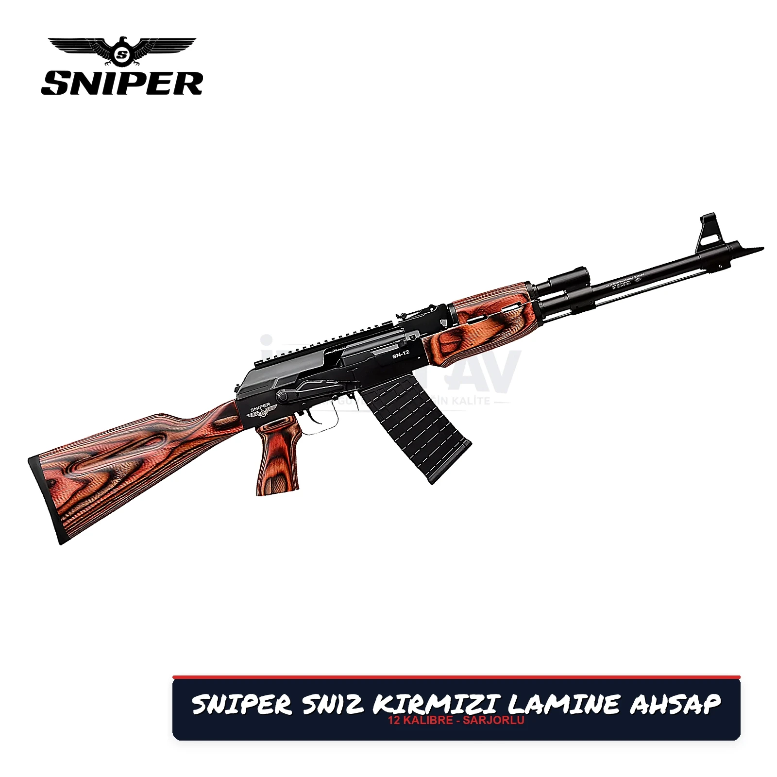 Sniper SN-12 Kırmızı Lamine Ahşap Şarjörlü Av Tüfeği