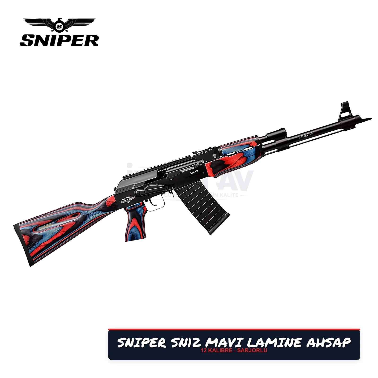 Sniper SN-12 Mavi Lamine Ahşap Şarjörlü Av Tüfeği