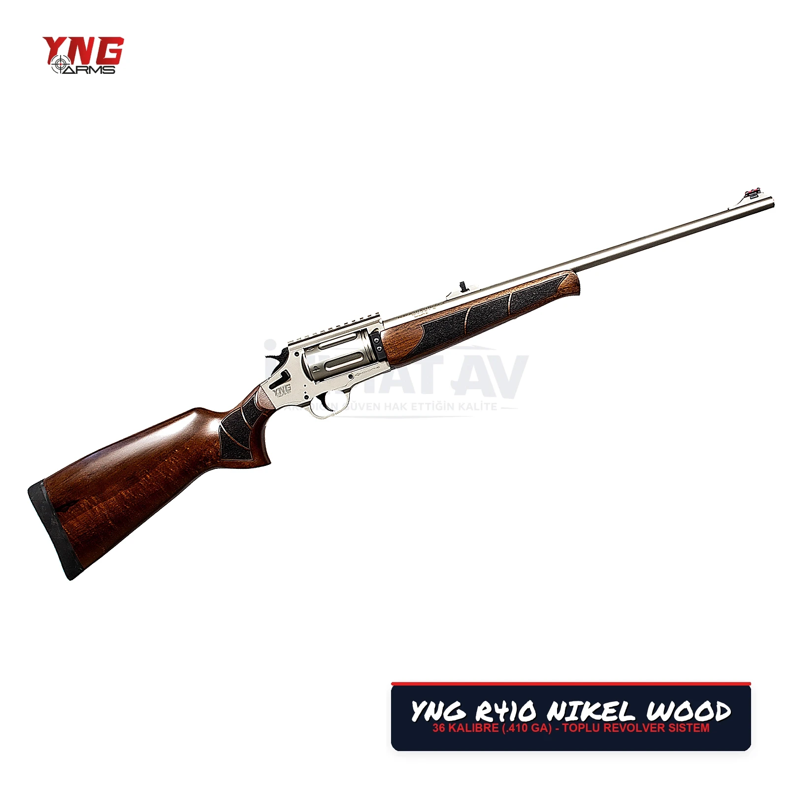 YNG Arms R410 Nikel Ahşap Dipçik Revolver Toplu Av Tüfeği