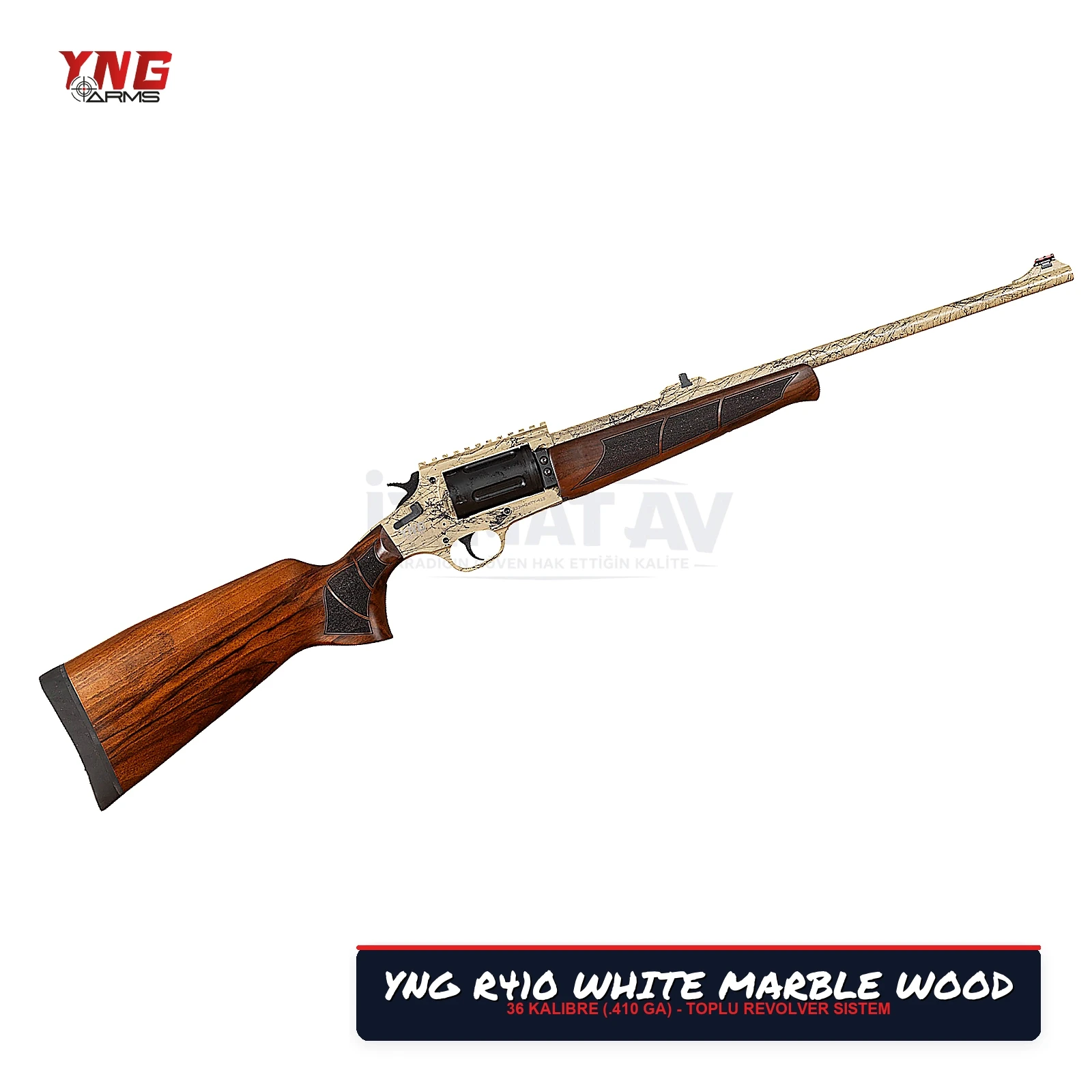 YNG Arms R410 White Marble Desen Ahşap Revolver Toplu Av Tüfeği