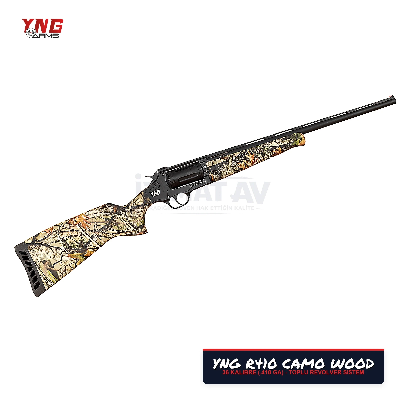 YNG Arms R410 Ahşap Sazlık Kamuflaj Revolver Toplu Av Tüfeği