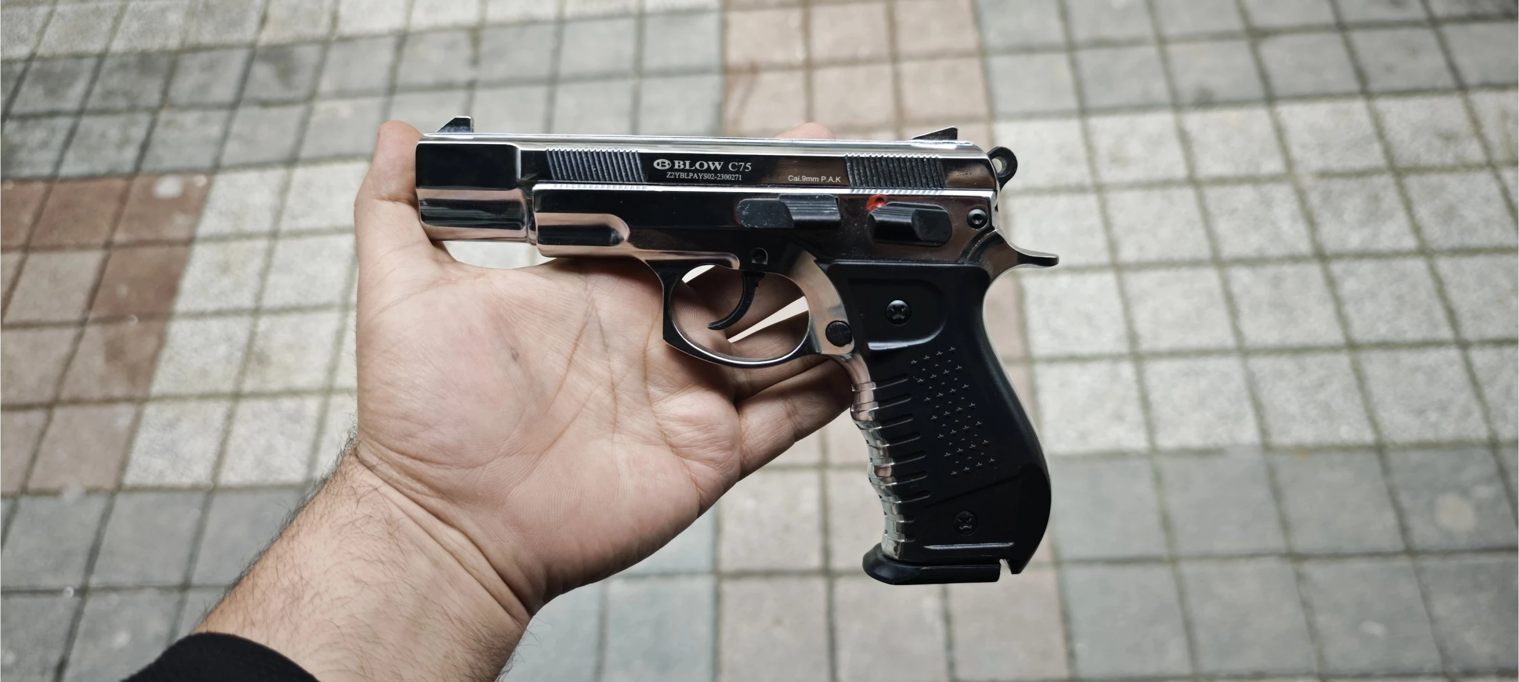 Blow C75 Kurusıkı Ses Tabancası Parlak Krom (9 mm - 17+1 Şarjör)
