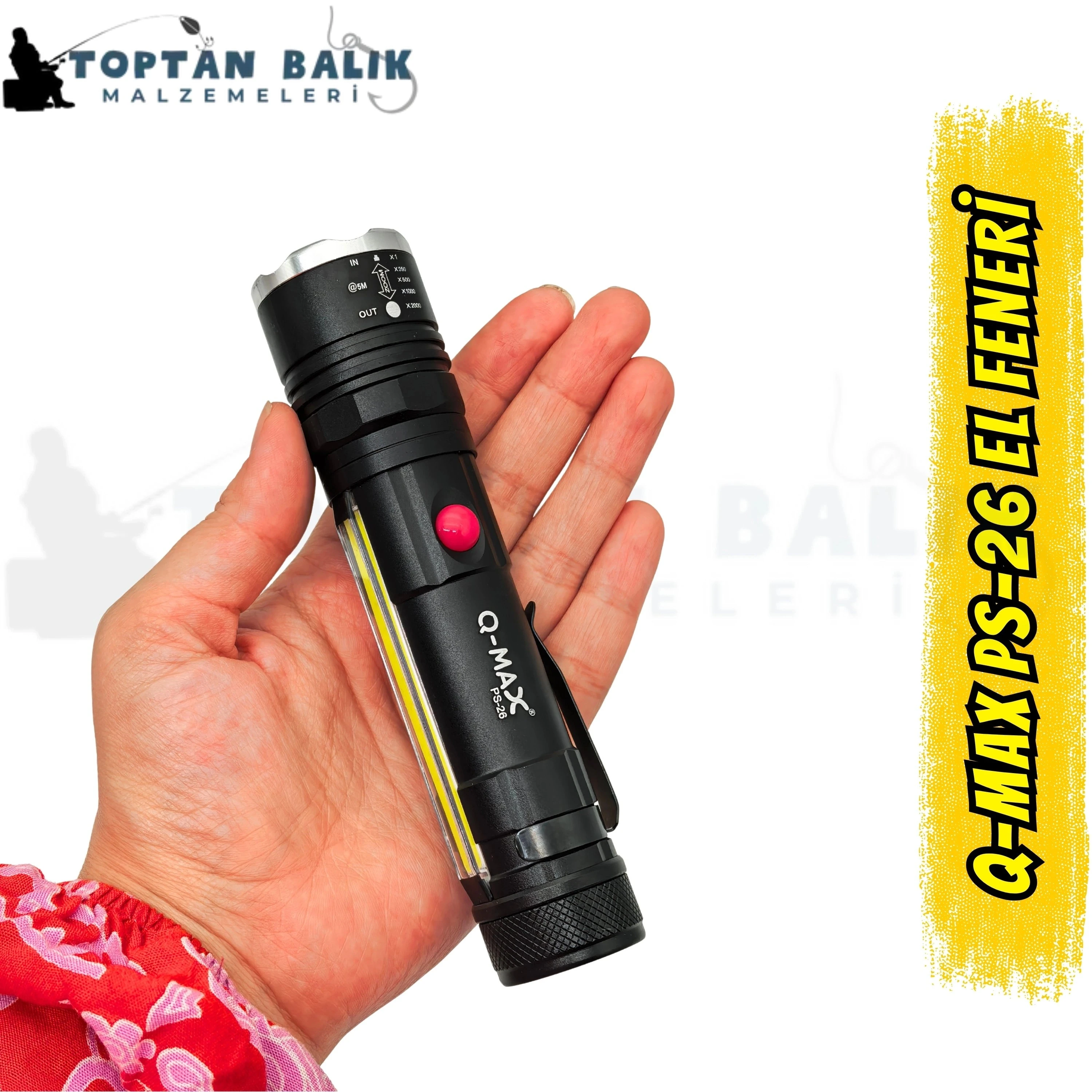 O-Max PS-26 Zoomlu Type-C Şarjlı Mıknatıslı Profesyonel LED El Feneri