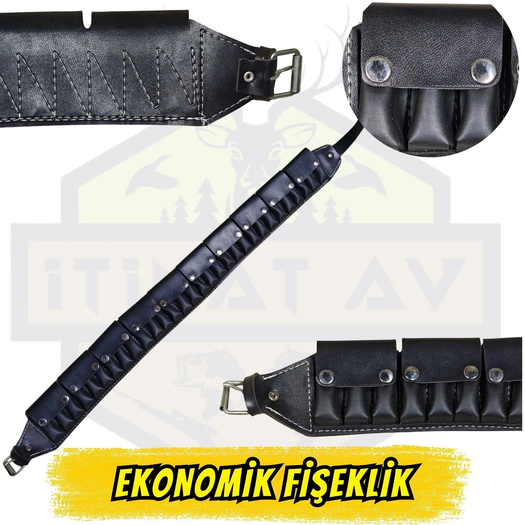 12 Kalibre Kapaklı (Kapalı) Bel Fişekliği - Siyah (Taktik Koruma Serisi)