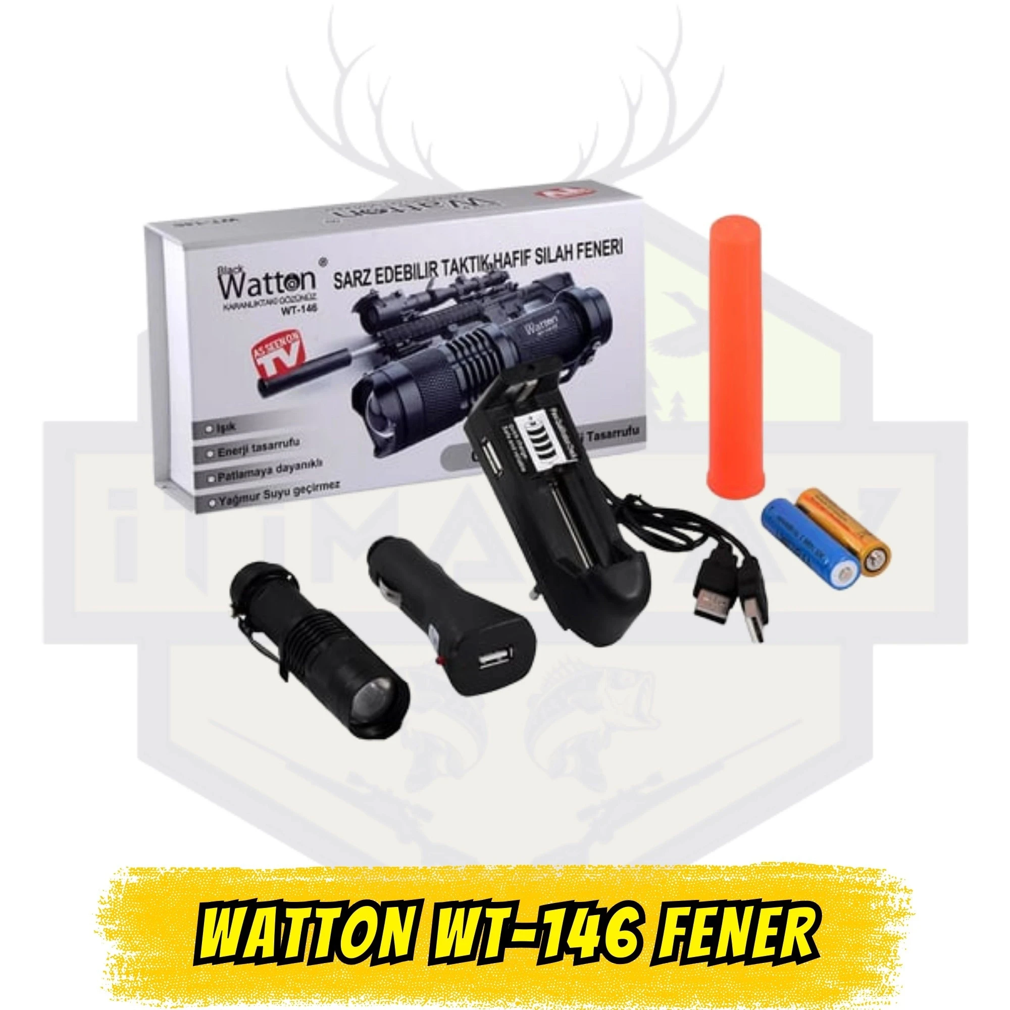 Watton WT-146 Mini Projektör El Feneri - 200 Metre Menzilli Taktik Işık