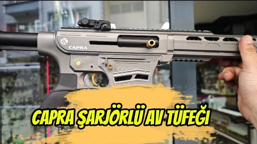 Capra KM-12 Şarjörlü Füme Sarı Parçalı Yarı Otomatik Av Tüfeği (12 GA - 7075 Alüminyum Gövde - Teleskopik Dipçik - Mobil Şoklu)