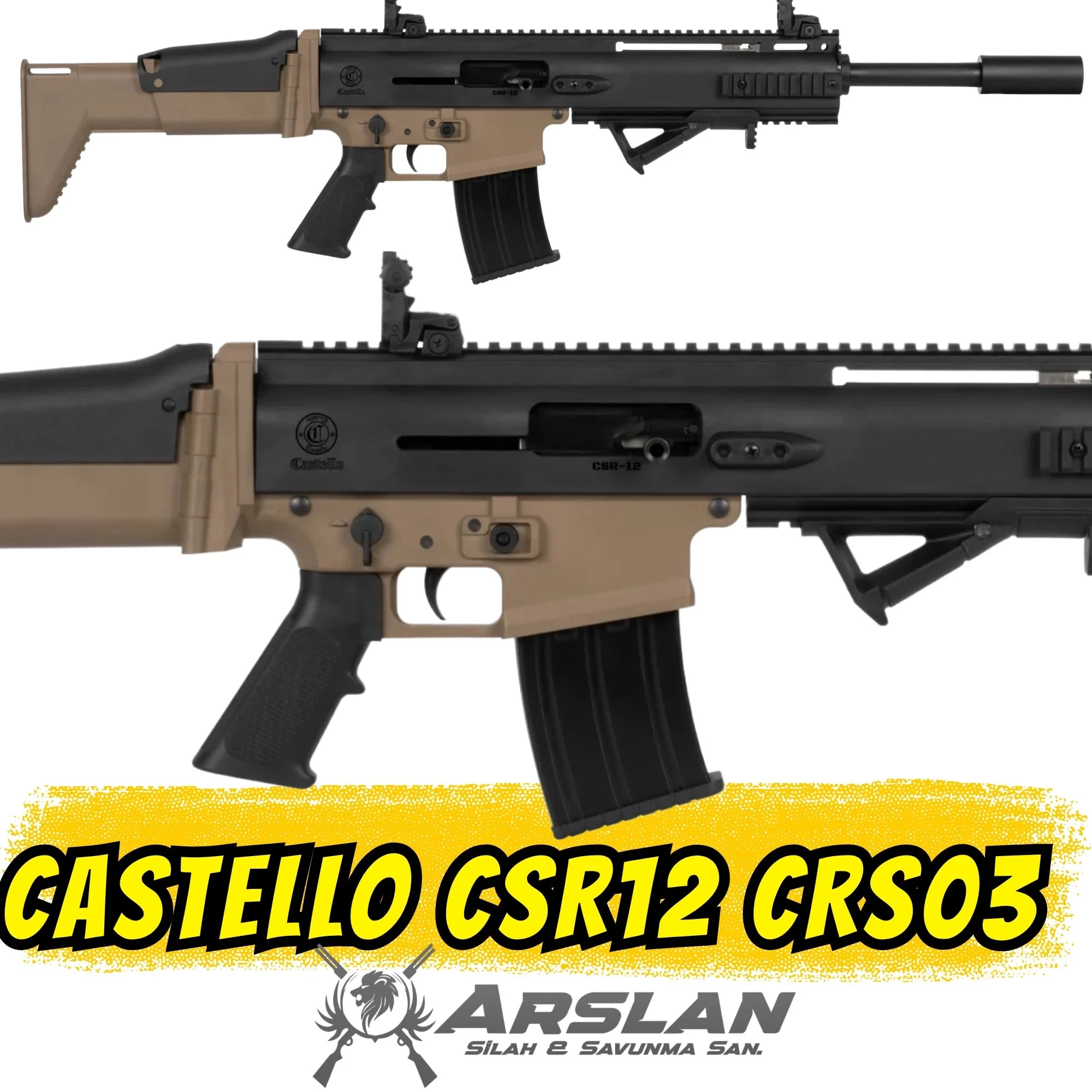 Castello CSR12 Şarjörlü Av Tüfeği Çöl-Siyah (SCAR Tipi CRS03)