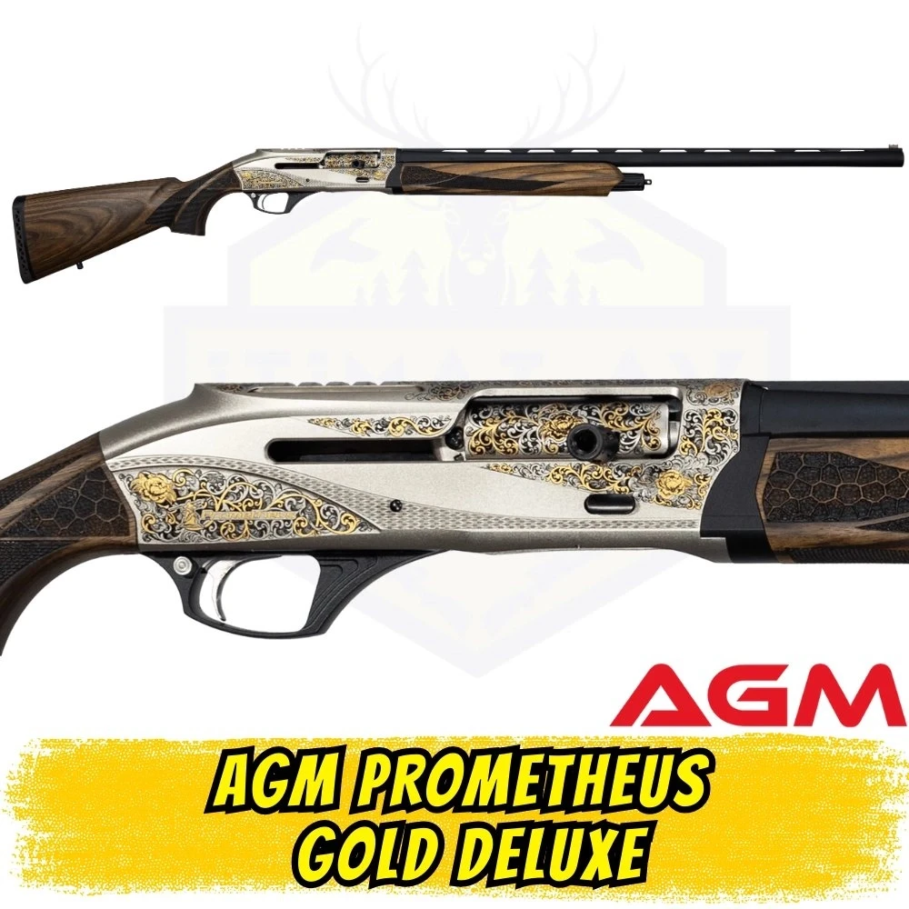 AGM Prometheus GOLD DELUXE Yarı Otomatik Av Tüfeği (12 GA - Altın Gravürlü - Türk Cevizi)