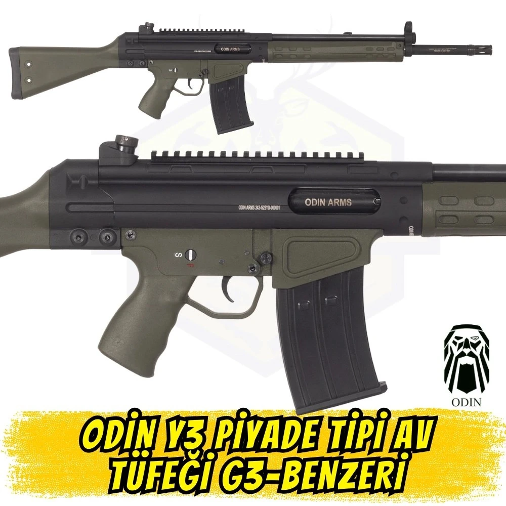 ODIN Y3 Yarı Otomatik Av Tüfeği (G3 Piyade Tüfeği Görünümünde - 12 GA - 3 Şarjörlü Set)