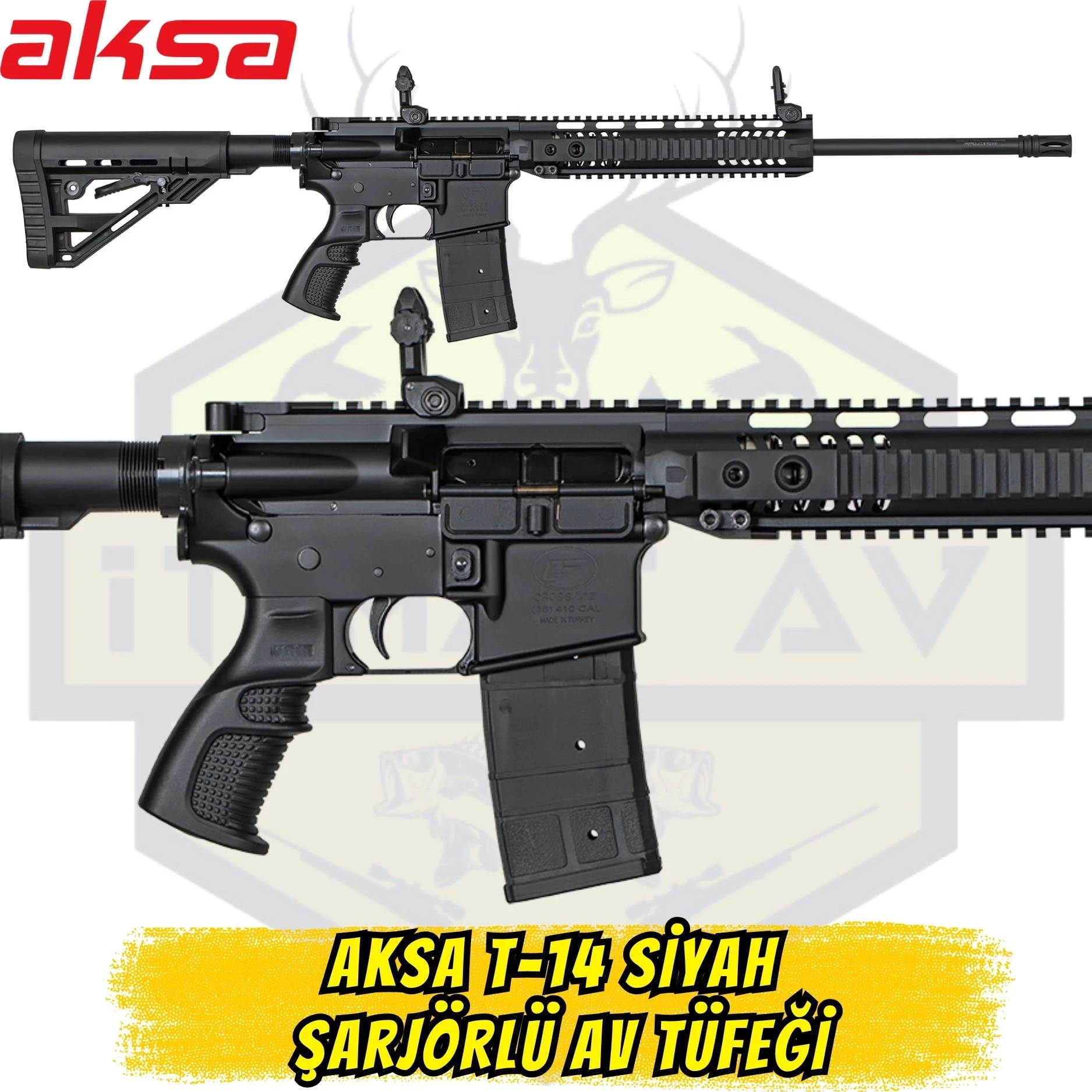 Aksa T-14 Siyah Yarı Otomatik Şarjörlü Av Tüfeği - 36 Kalibre (.410 Cal)