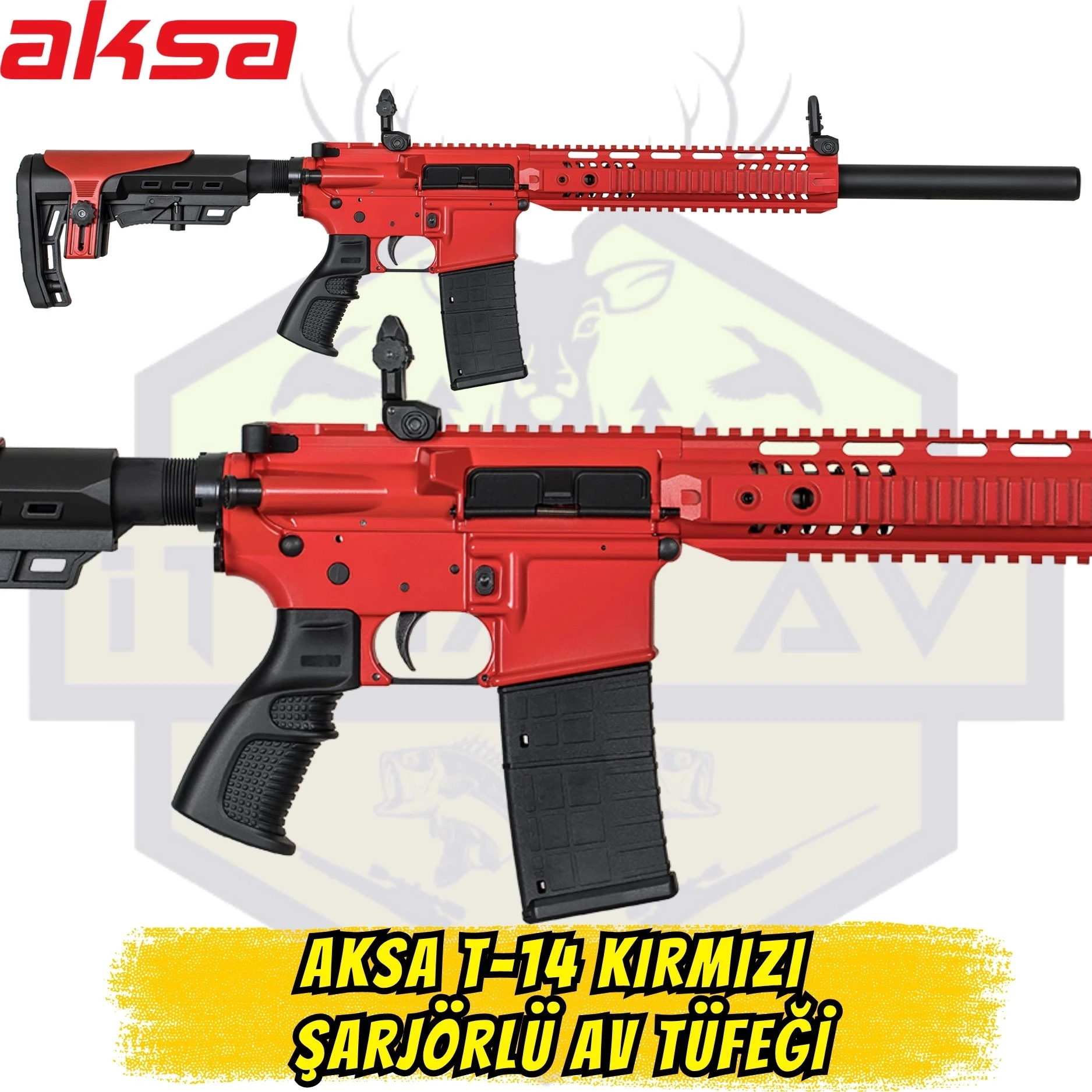 Aksa T-14 Kırmızı Yarı Otomatik Şarjörlü Av Tüfeği - 36 Kalibre (.410 Cal)