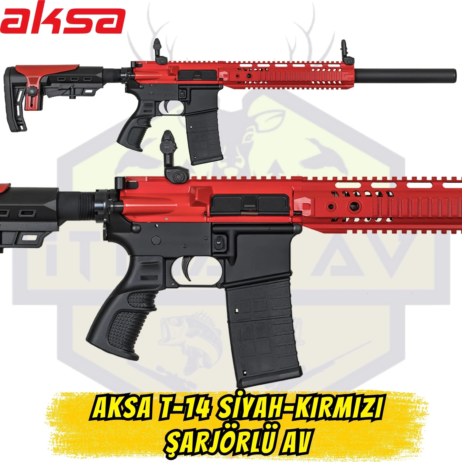 Aksa T-14 Siyah-Kırmızı Yarı Otomatik Şarjörlü Av Tüfeği - 36 Kalibre (.410 Cal)