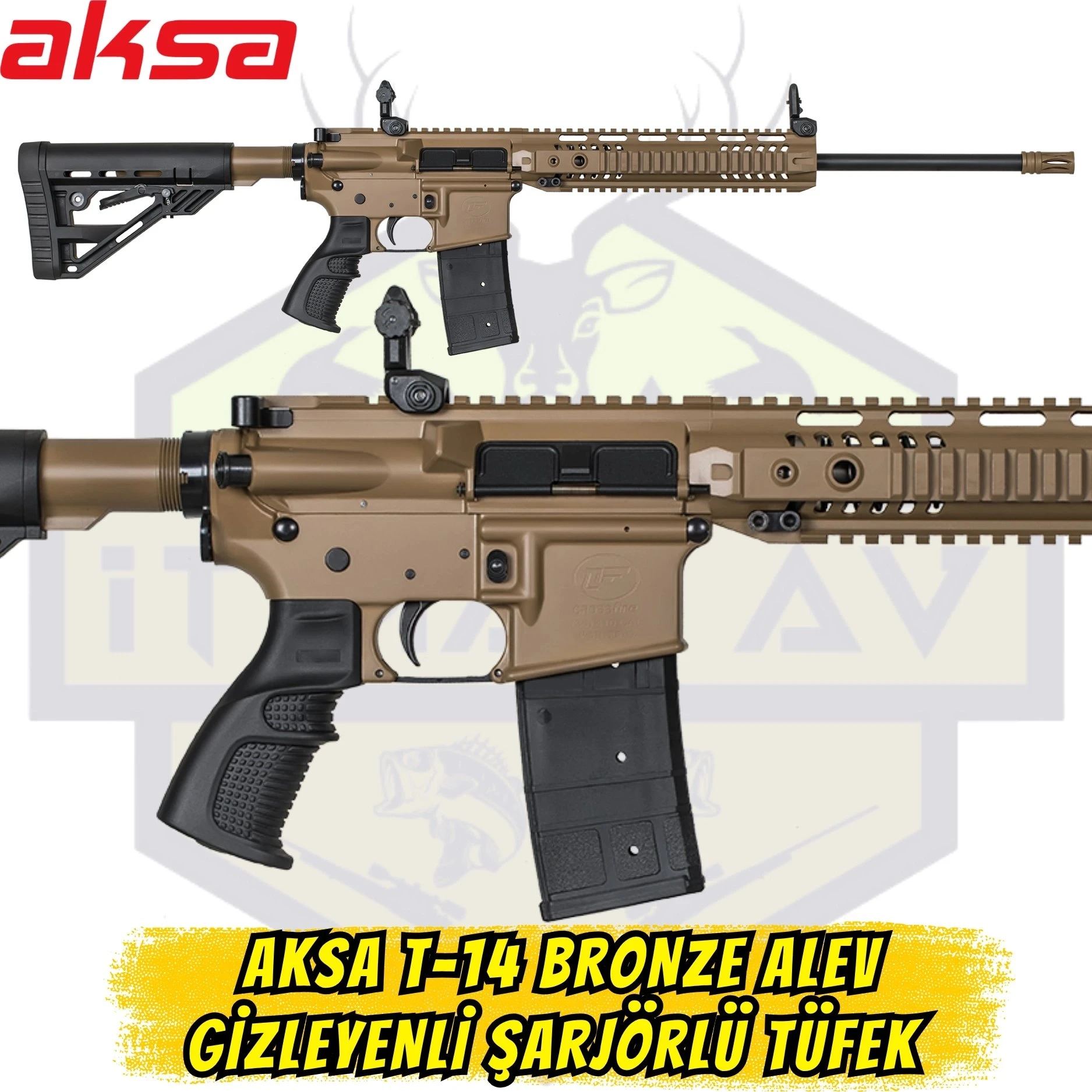 Aksa T-14 Bronze Alev Gizleyenli Yarı Otomatik Şarjörlü Av Tüfeği - 36 Kalibre (.410 Cal)
