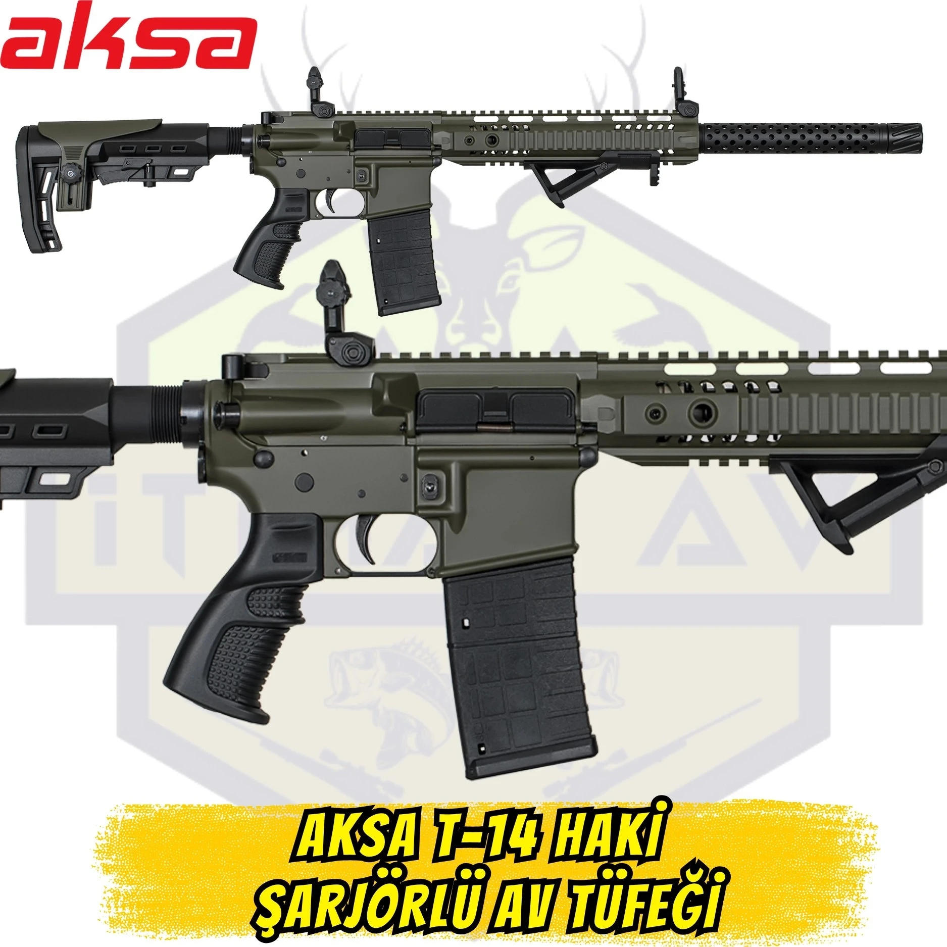 Aksa T-14 Haki Yarı Otomatik Şarjörlü Av Tüfeği - 36 Kalibre (.410 Cal)