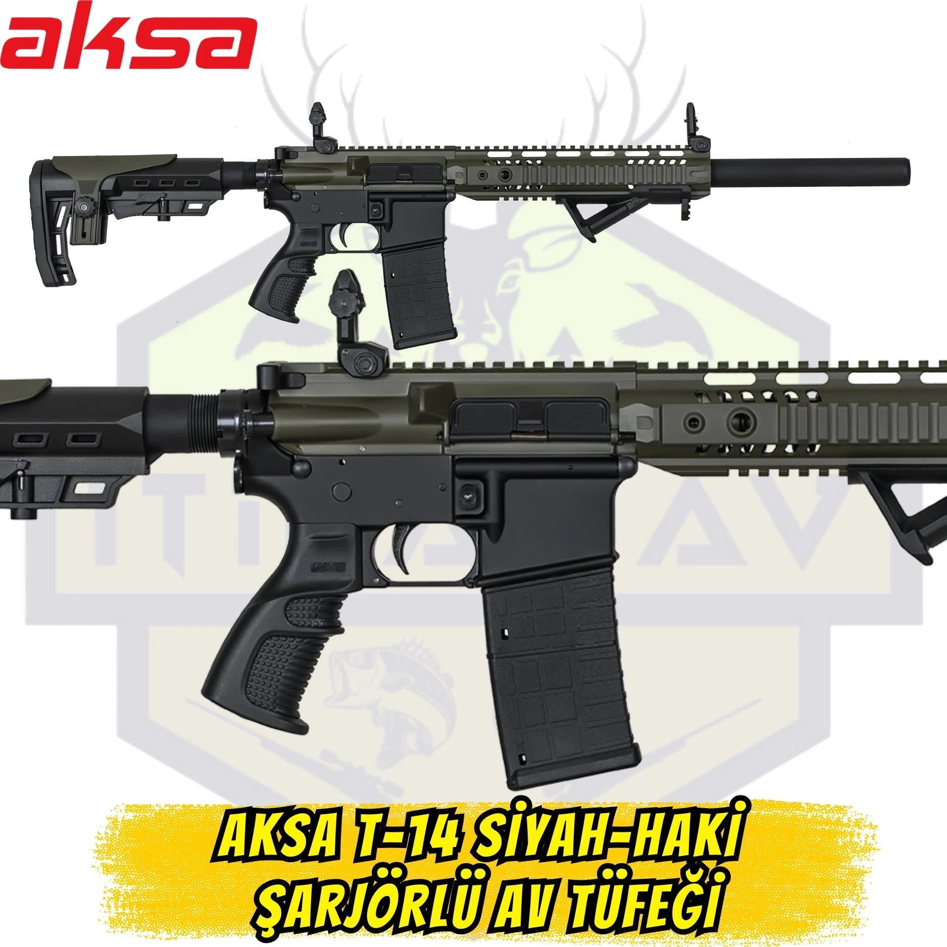 Aksa T-14 Siyah-Haki Yarı Otomatik Şarjörlü Av Tüfeği - 36 Kalibre (.410 Cal)