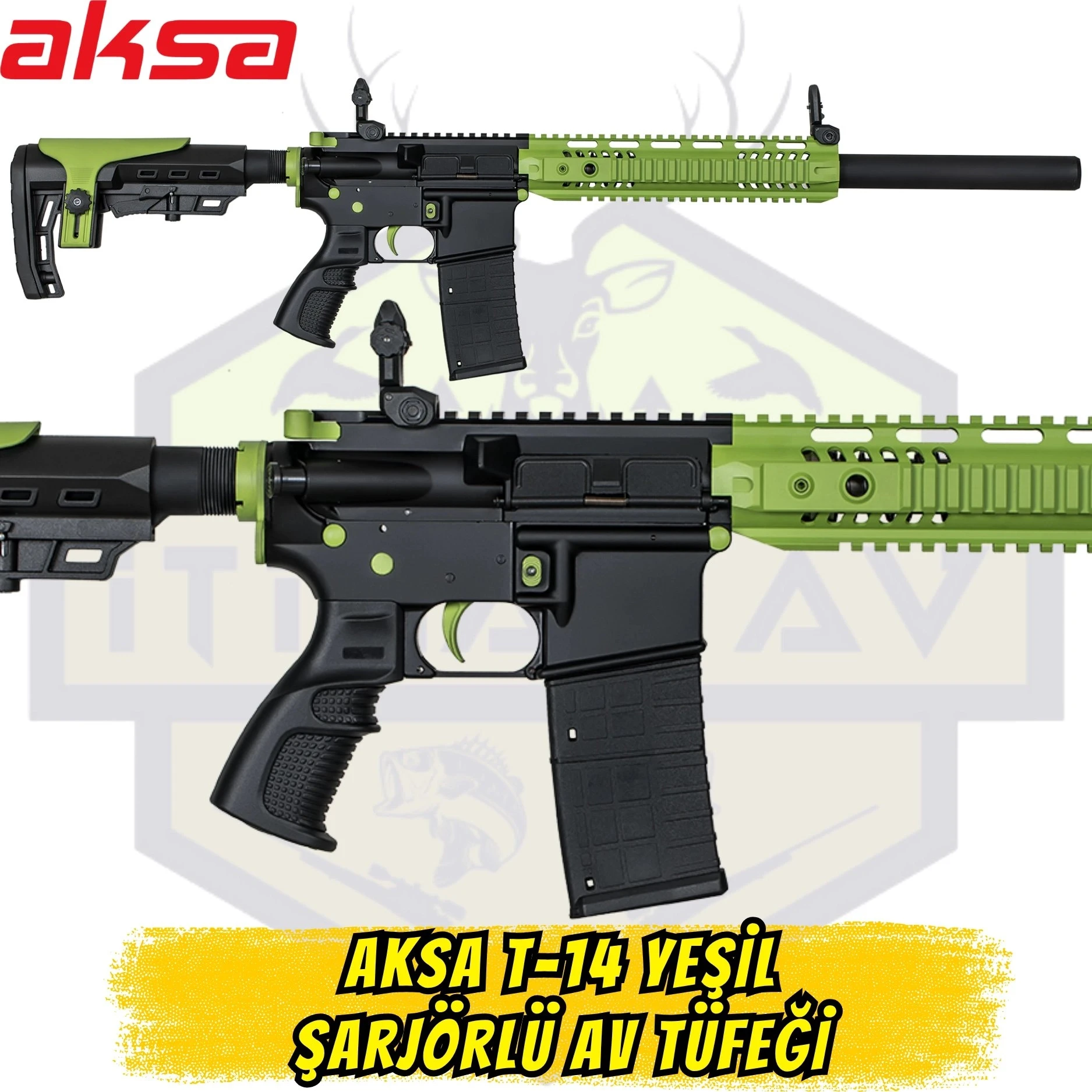 Aksa T-14 Yeşil Yarı Otomatik Şarjörlü Av Tüfeği - 36 Kalibre (.410 Cal)