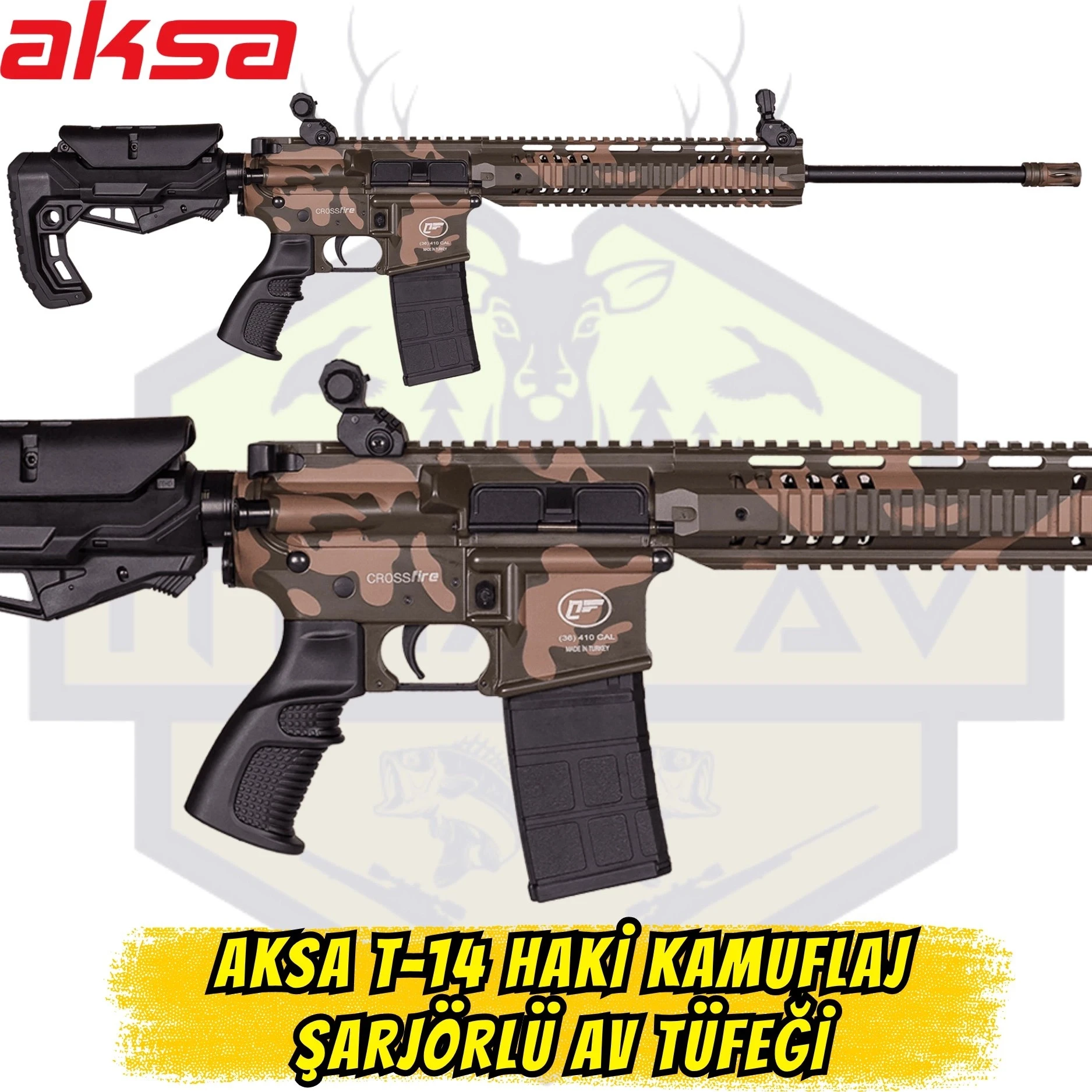 Aksa T-14 Haki Kamuflaj Yarı Otomatik Şarjörlü Av Tüfeği - 36 Kalibre (.410 Cal)