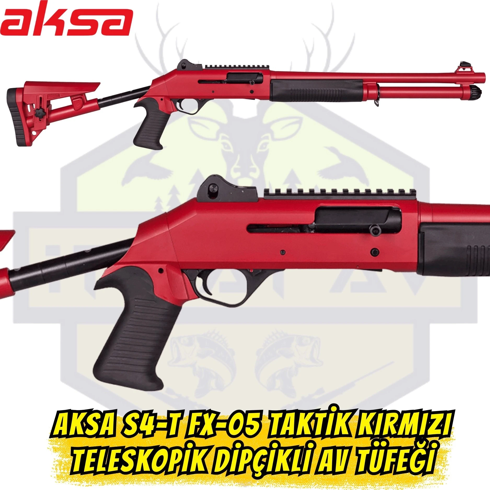 Aksa S4-T FX-05 Taktik Teleskopik Dipçikli Av Tüfeği - 12 Kalibre (Metalik Kırmızı)